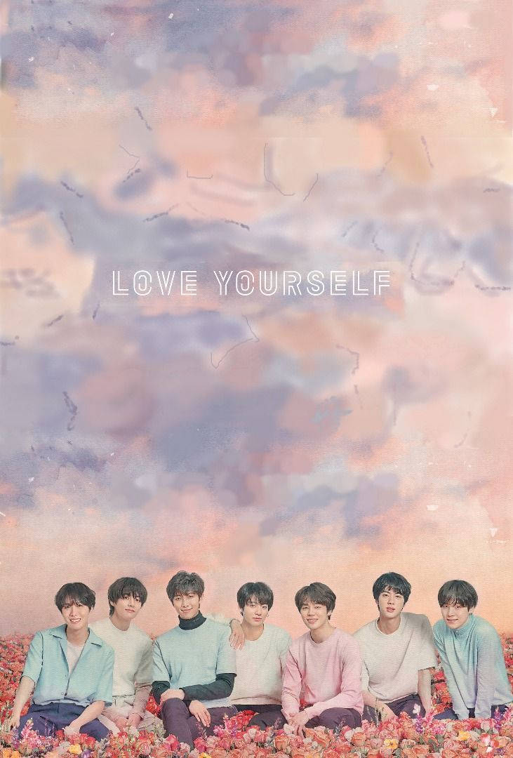 Aesthetic Bts Kitanda cha Maua ya Waridi Picha ya Ukuta