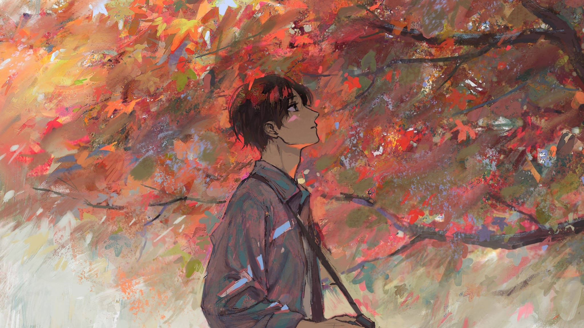 Aesthetic ya Kijana wa Autumn Picha ya Ukuta