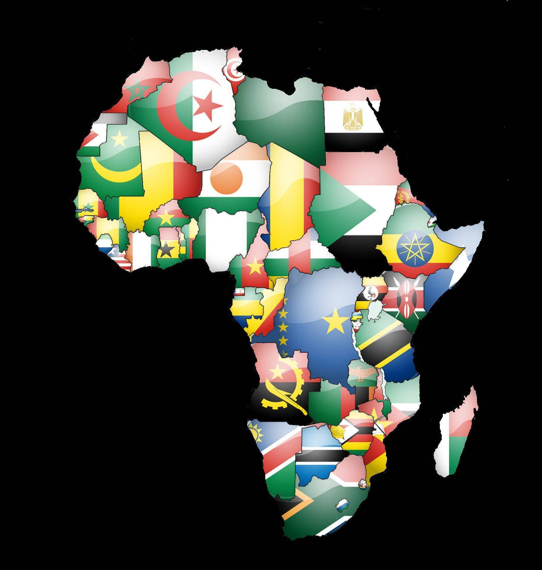 Africa Map With Flags Picha ya Ukuta