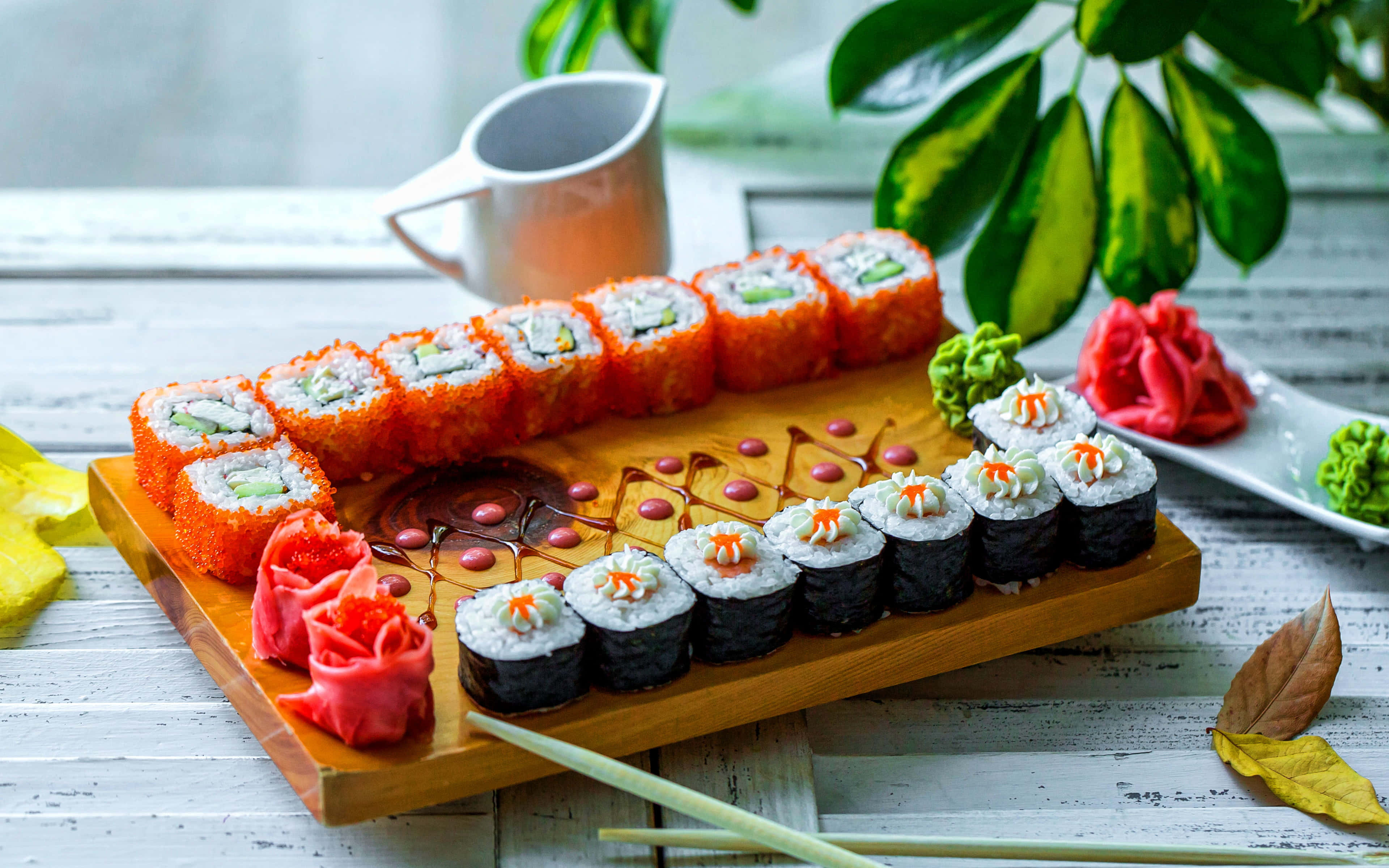 Aina za Sushi kwa Picha ya Mandhari ya Majira ya Joto Picha ya Ukuta