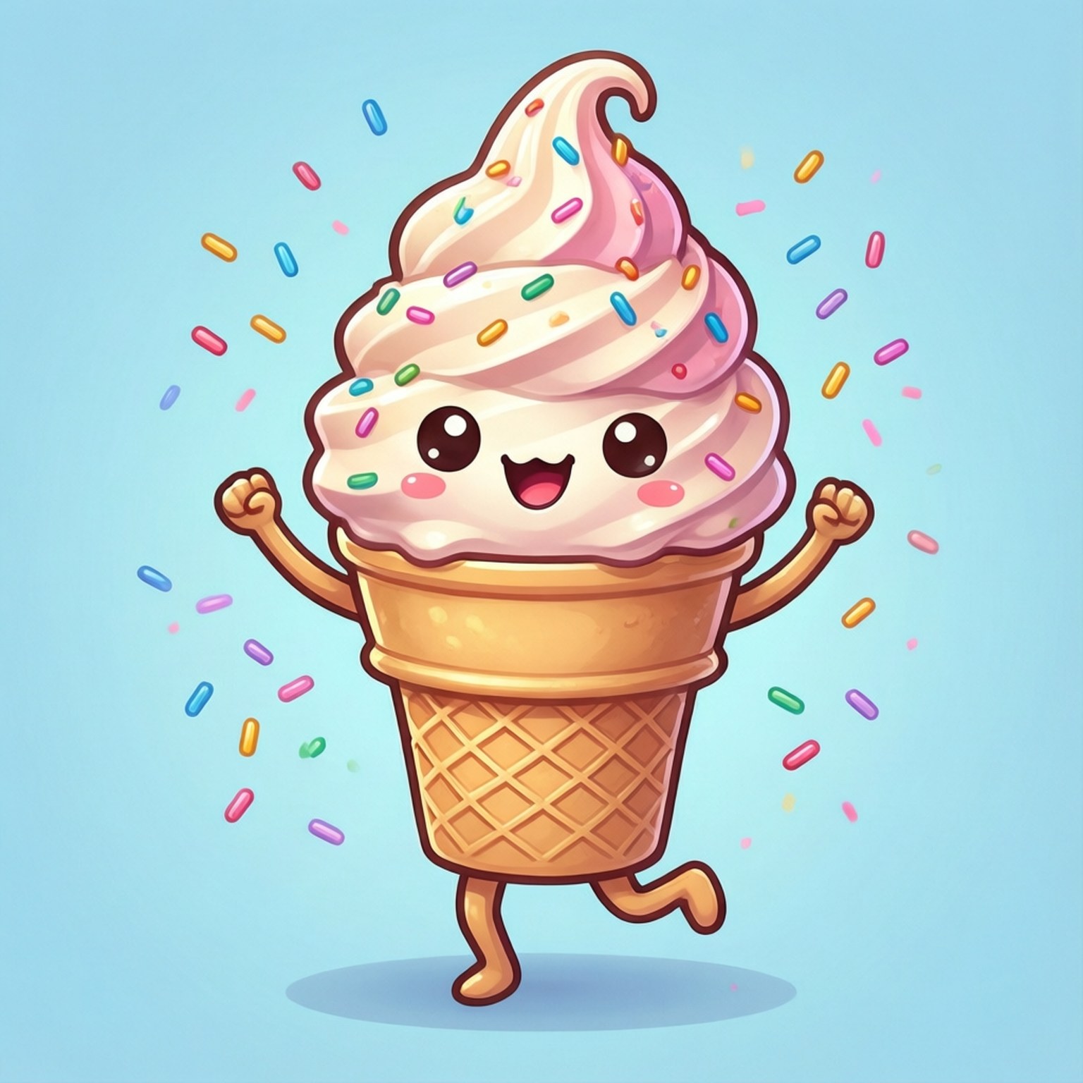 Aiskrim Kawaii Inacheza Picha ya Ukuta