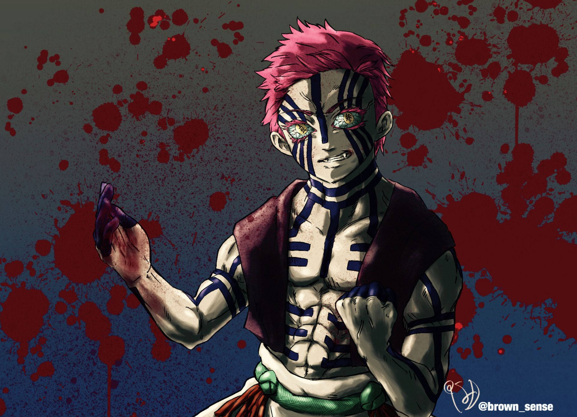 Akaza wa Mwezi wa Juu Demon Slayer Picha ya Ukuta