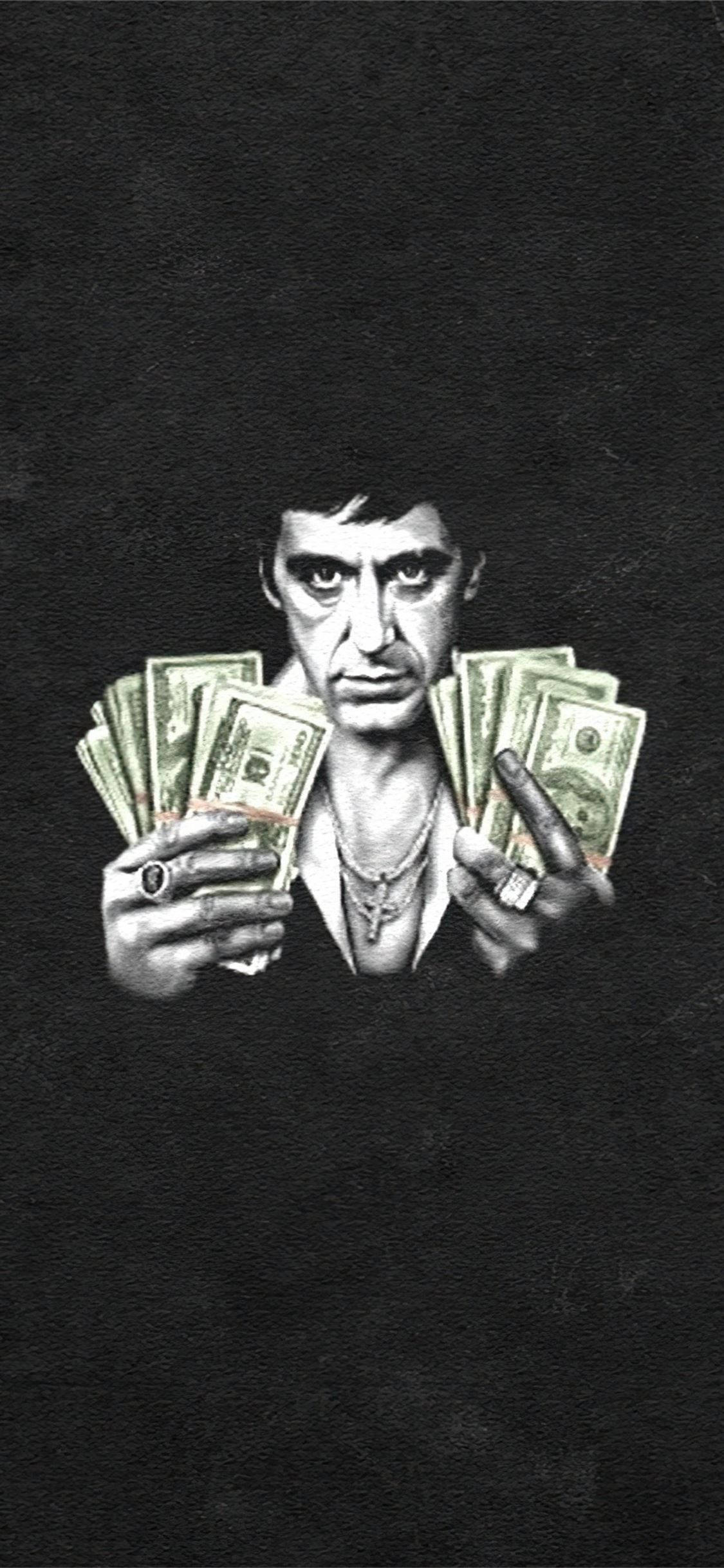 Al Pacino Scarface Wad Of Cash Picha ya Ukuta