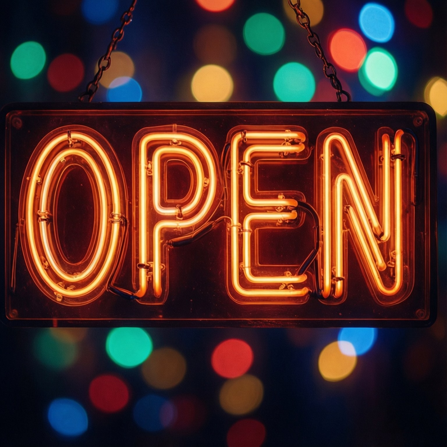 Alama ya Neon ya OPEN Picha ya Ukuta