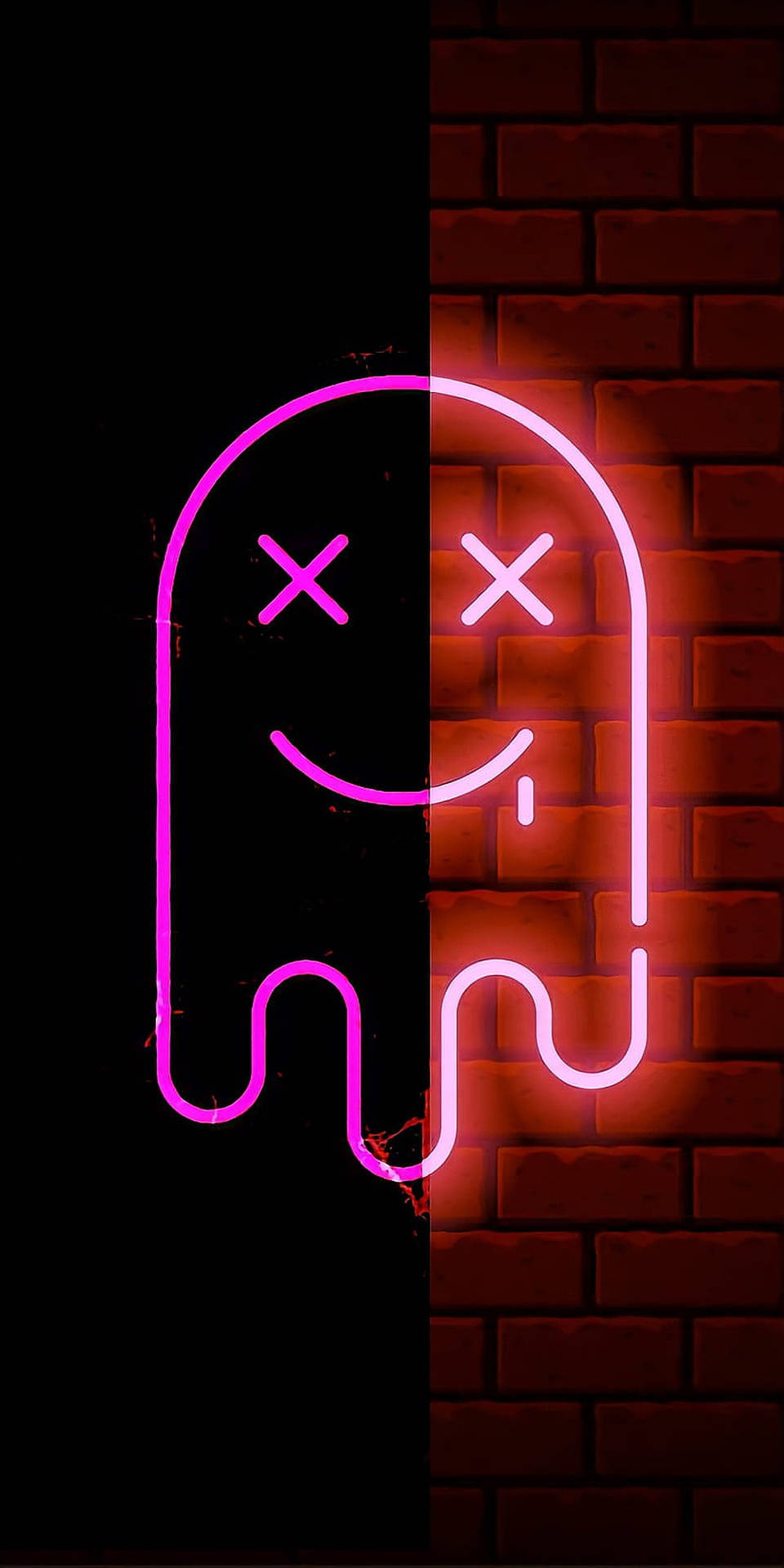 alama ya neon yenye sura ya kusema kwenye ukuta wa matofali Picha ya Ukuta
