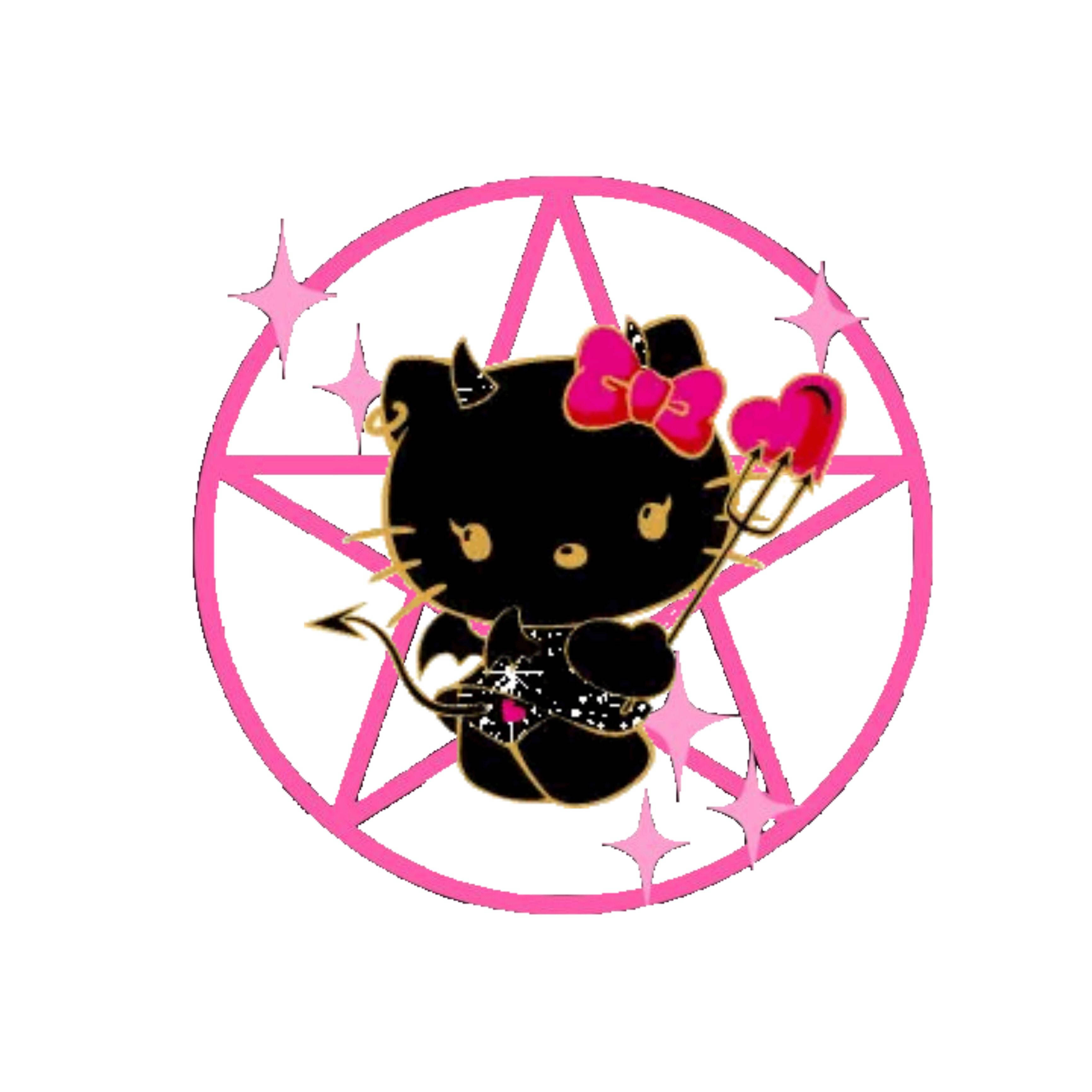 Alama ya Nyota ya Hello Kitty Nyeusi ya Halloween Picha ya Ukuta