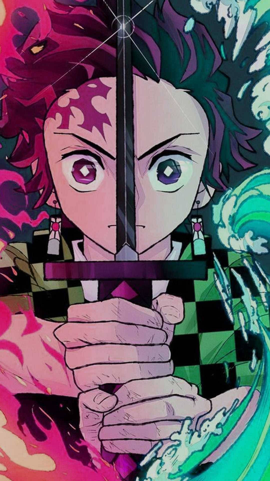 Alama ya Paji la Tanjiro Demon Slayer iPhone Picha ya Ukuta