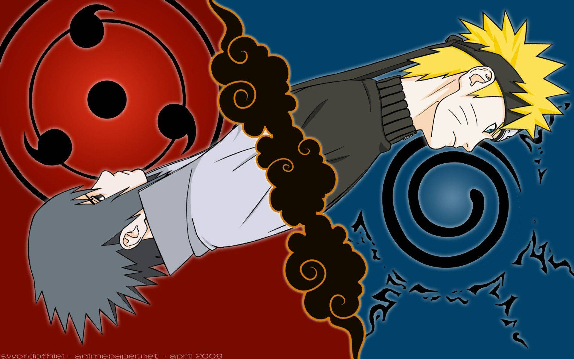 Alama za Naruto za Sasuke na Naruto Picha ya Ukuta