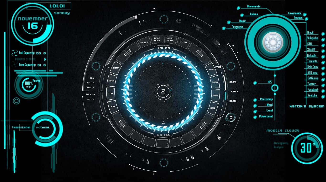 Algorithmu ya Dawati la Jarvis ya Iron Man Picha ya Ukuta