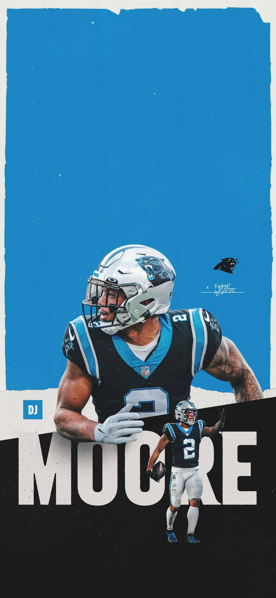 Mchezaji wa Football ya Amerika DJ Moore Carolina Panthers Picha ya Ukuta