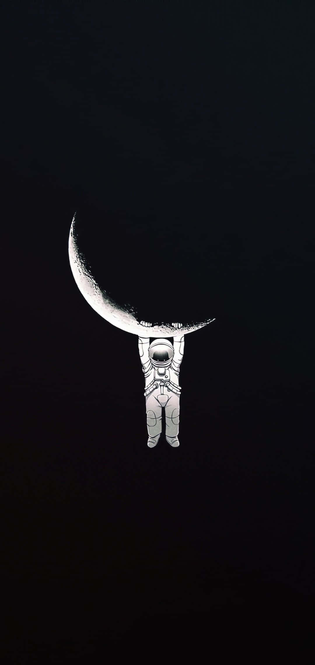 an astronaut is holding a moon in his hands Picha ya Ukuta