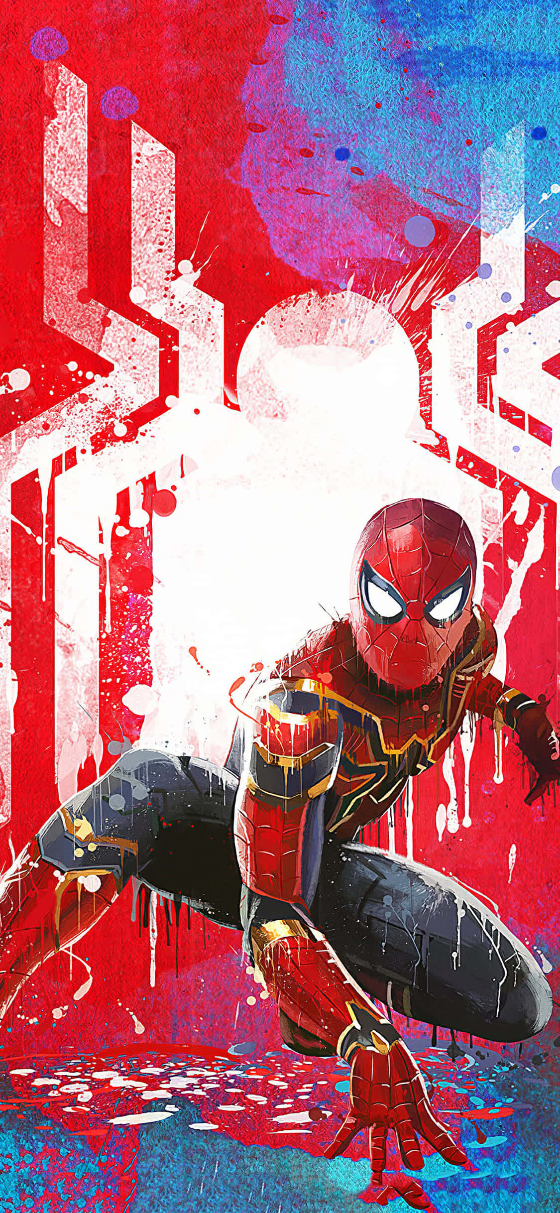 An epic Spiderman mural in the night Picha ya Ukuta