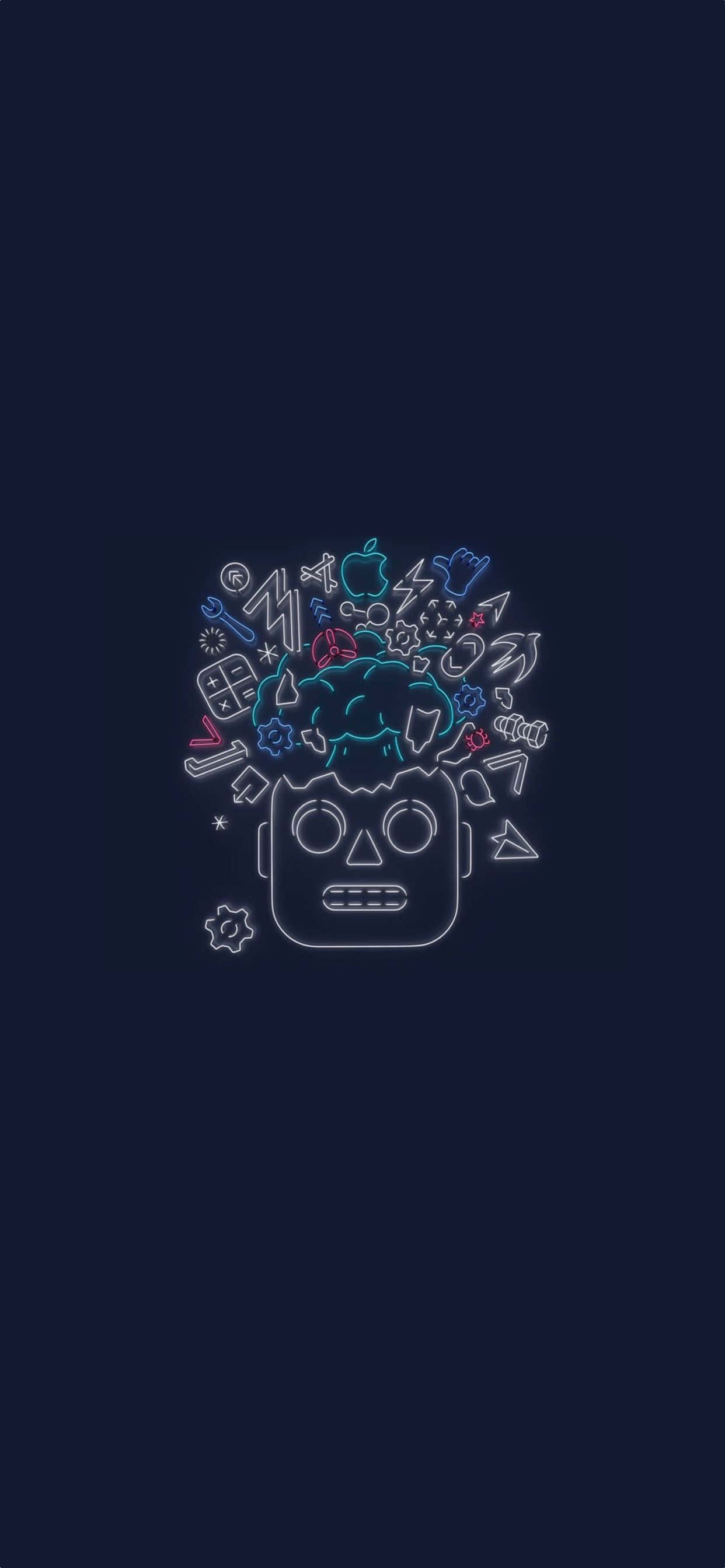 an image of an apple logo with a bunch of different objects Picha ya Ukuta