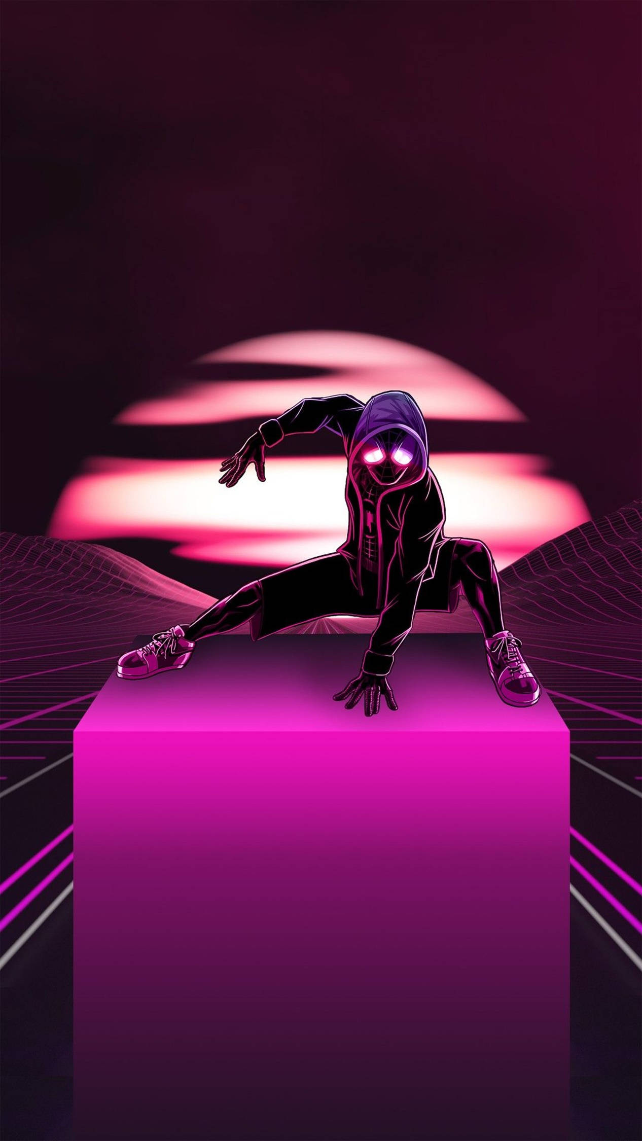 Android 4K Spiderman wa Rangi ya Waridi Picha ya Ukuta