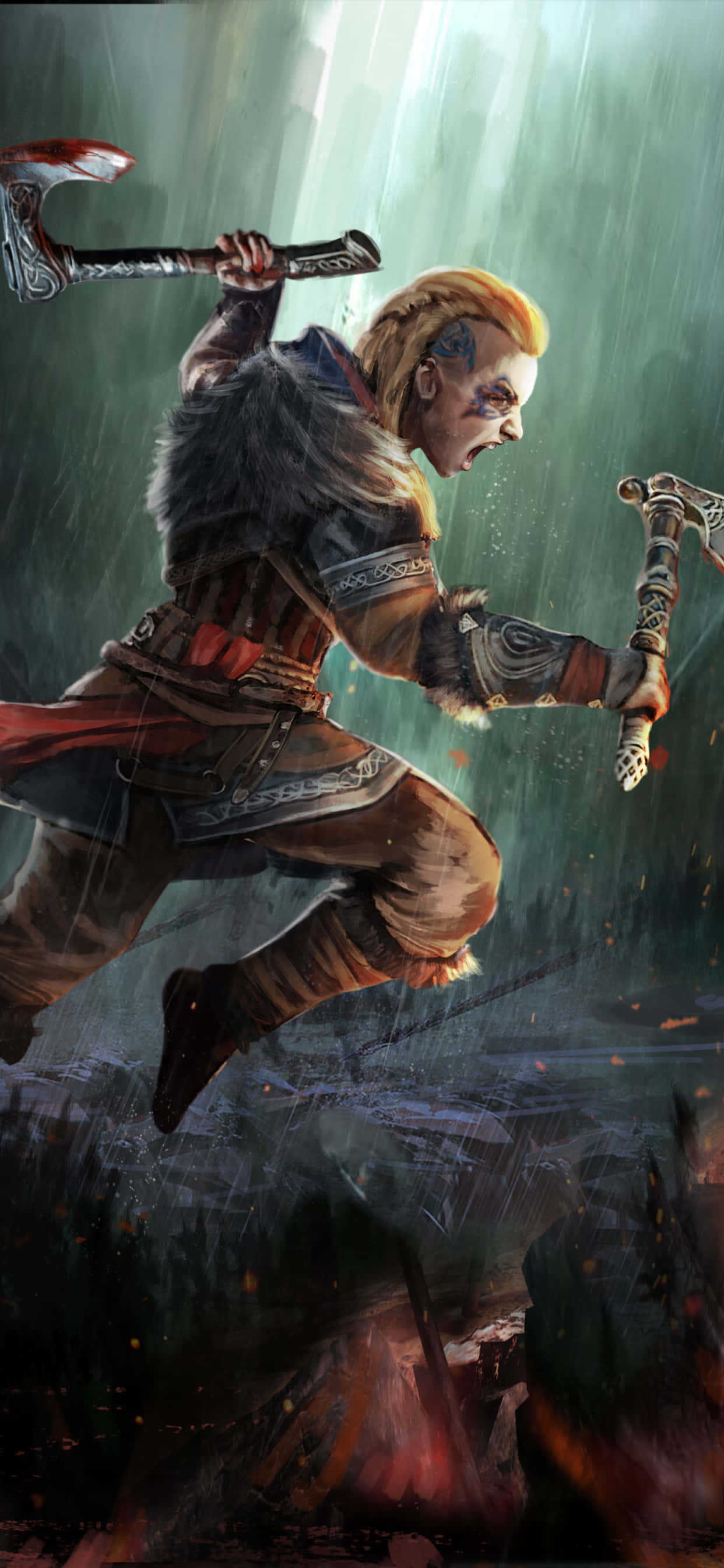 Android Assassin's Creed Valhalla Background Female Picha ya Ukuta