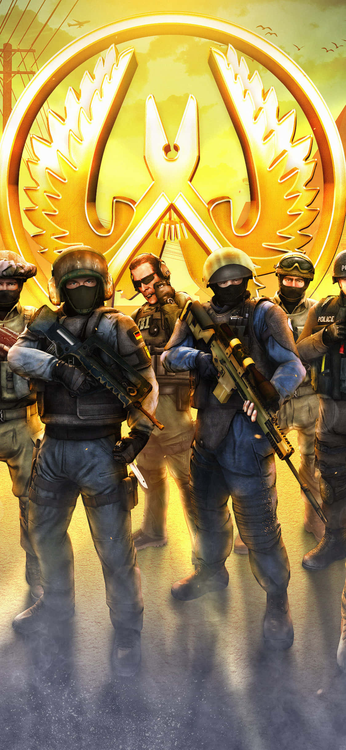 Android Counter-strike Global Offensive Counter Terrorists Na Mandhari ya Logo Picha ya Ukuta