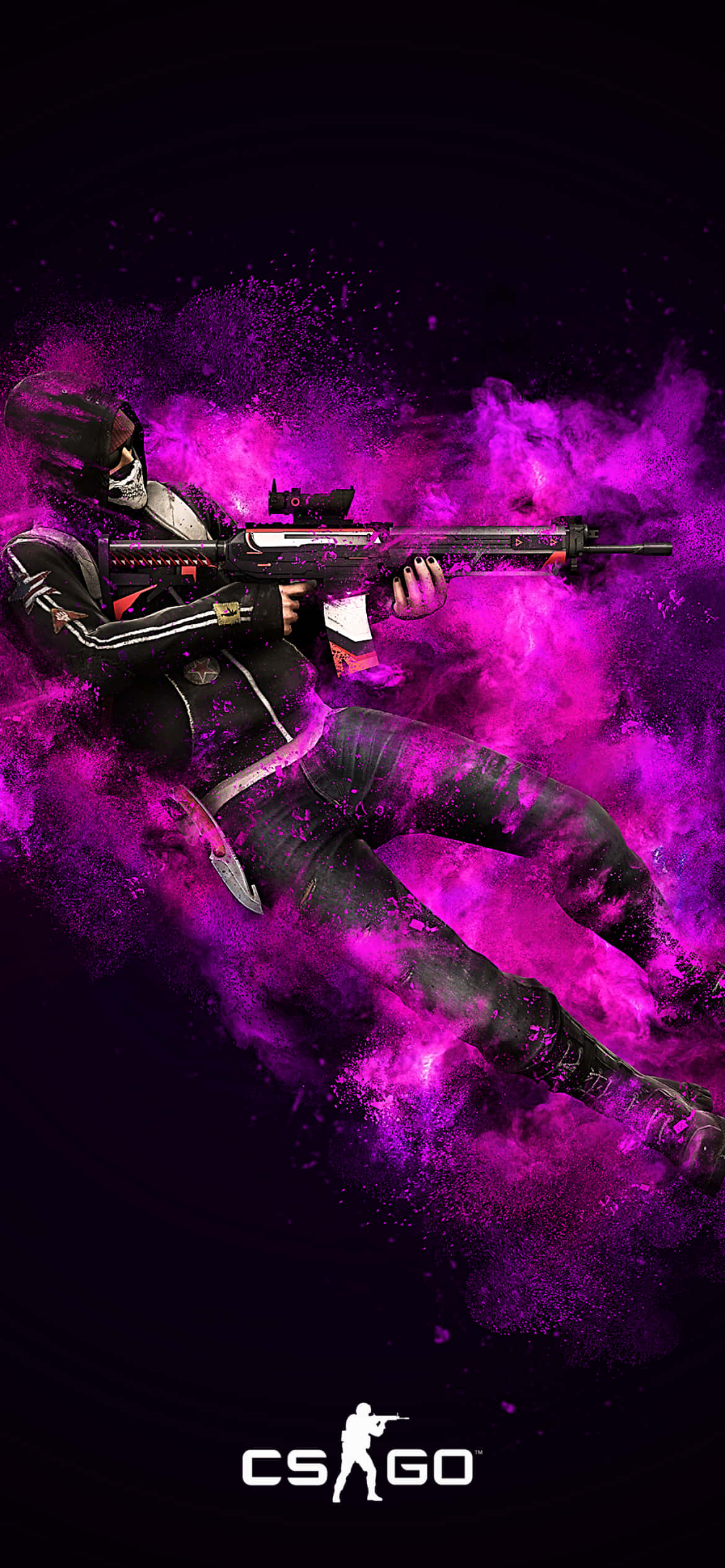 Android Counter-strike Global Offensive Terrorist With Purple Aura Background Picha ya Ukuta