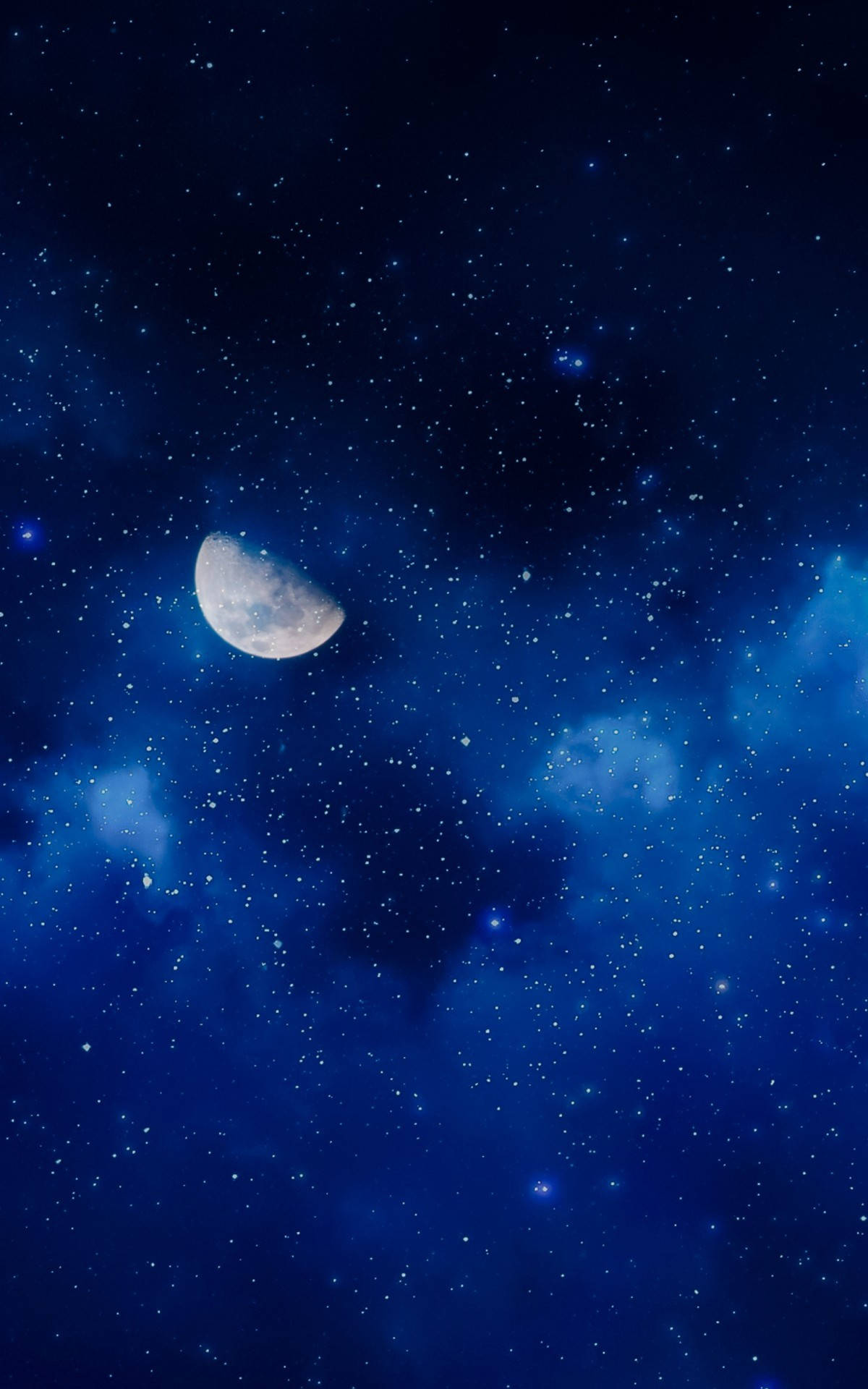 Anga la Usiku la Mwezi wa Galaxy Picha ya Ukuta