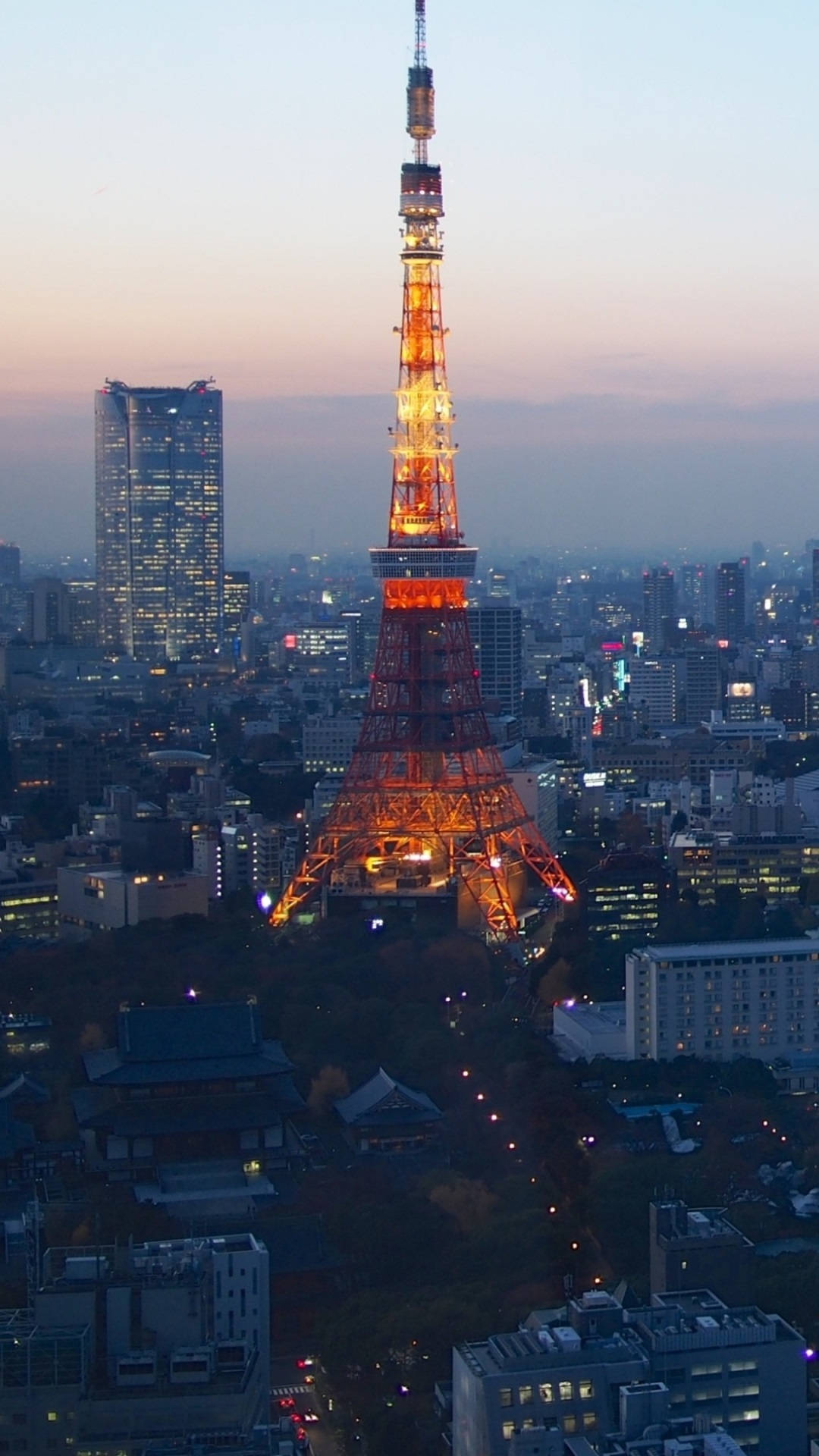 Anga la Usiku la Tokyo Tower Juu ya iPhone HD Picha ya Ukuta