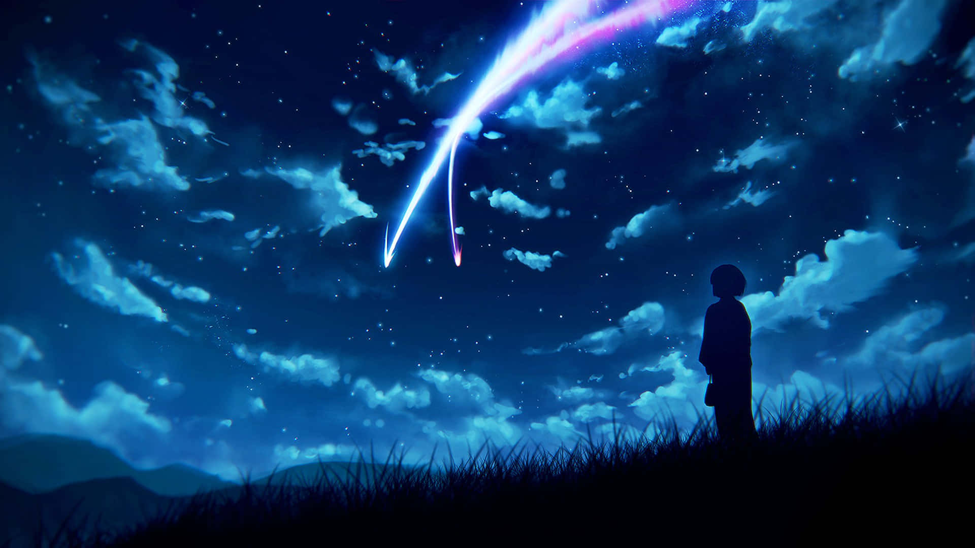 Anga za Anime Nyota Zinazopiga Risasi Picha ya Ukuta