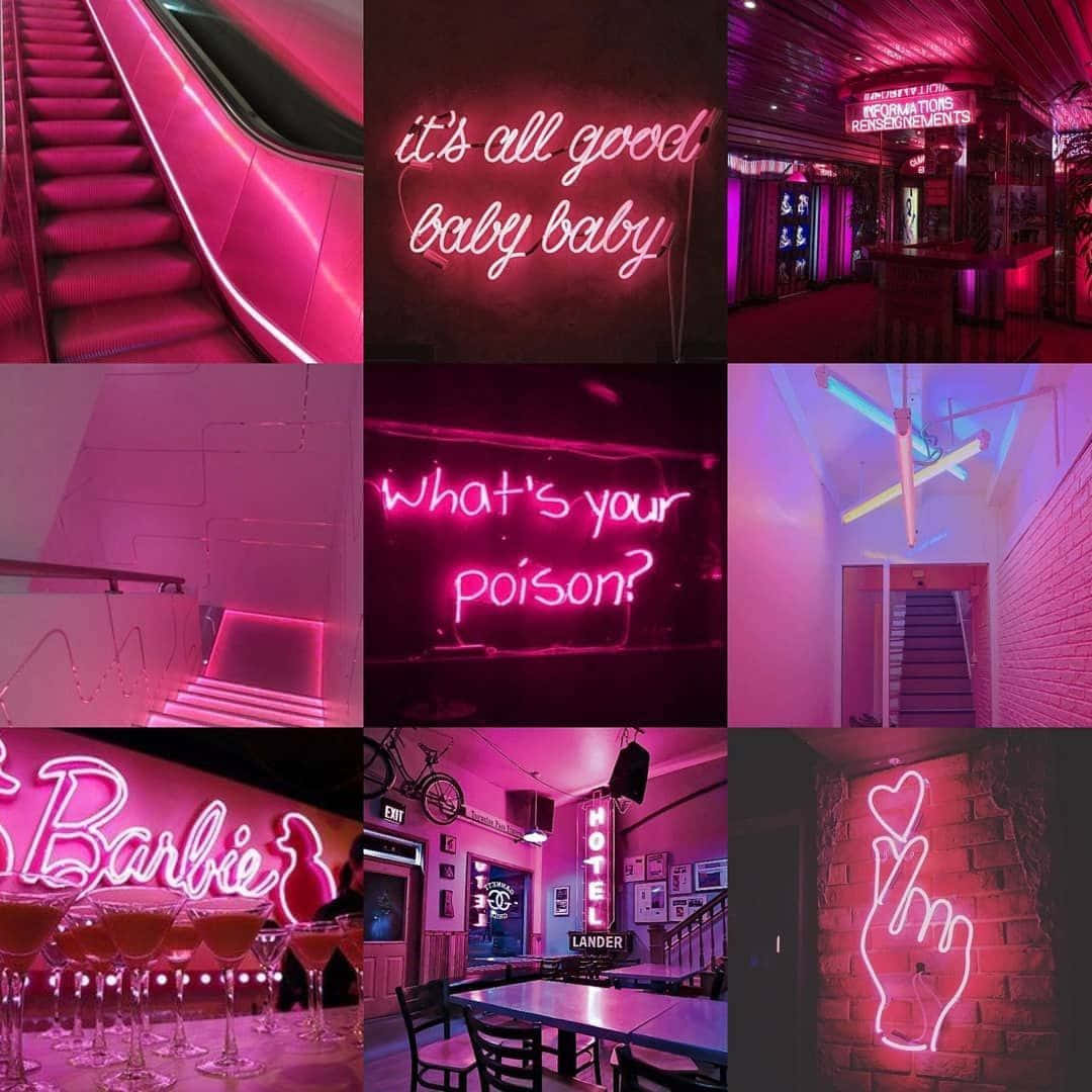 Angaza Maisha Yako na Urembo wa Neon Pink Picha ya Ukuta