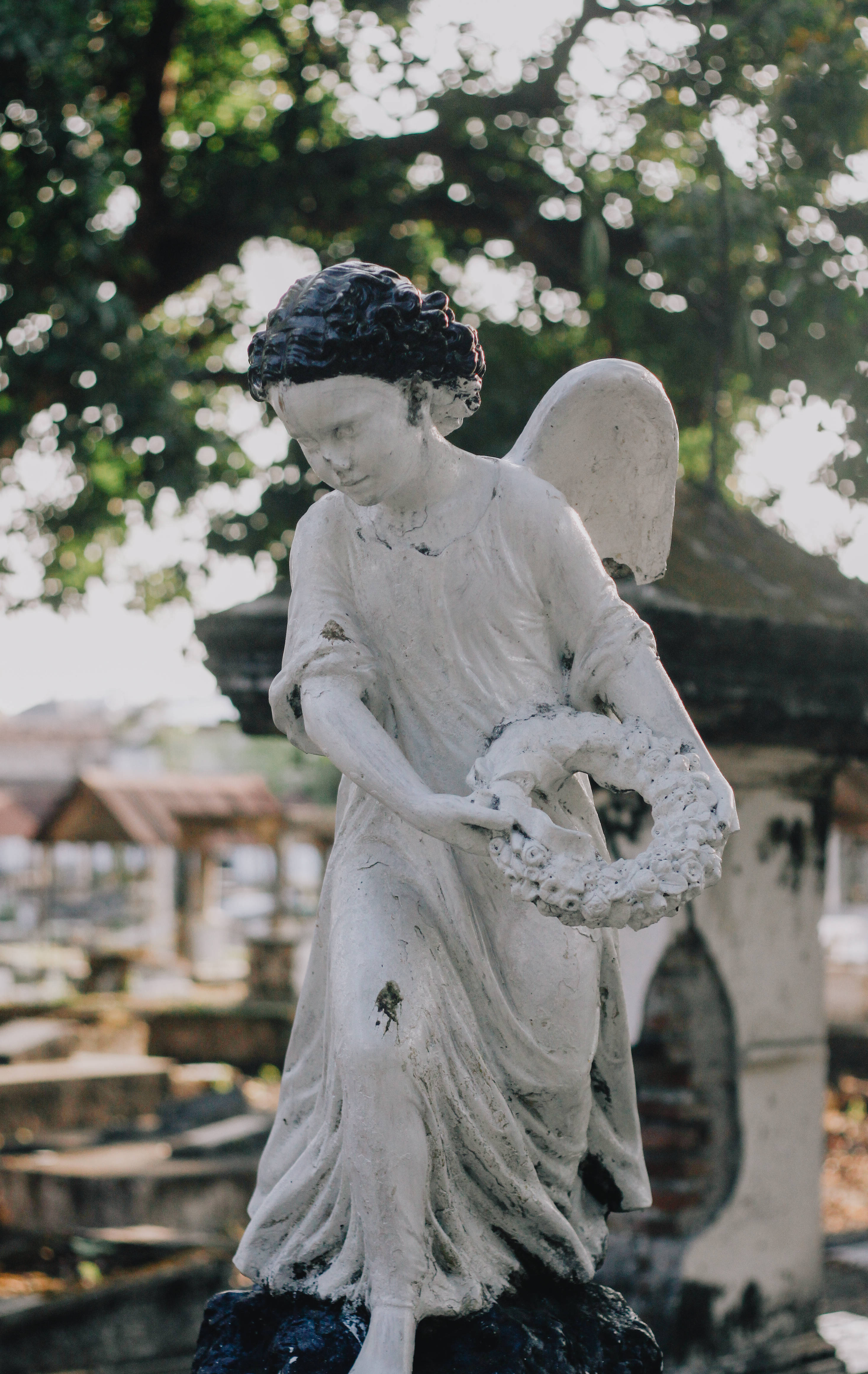 Angel Child Statue Picha ya Ukuta
