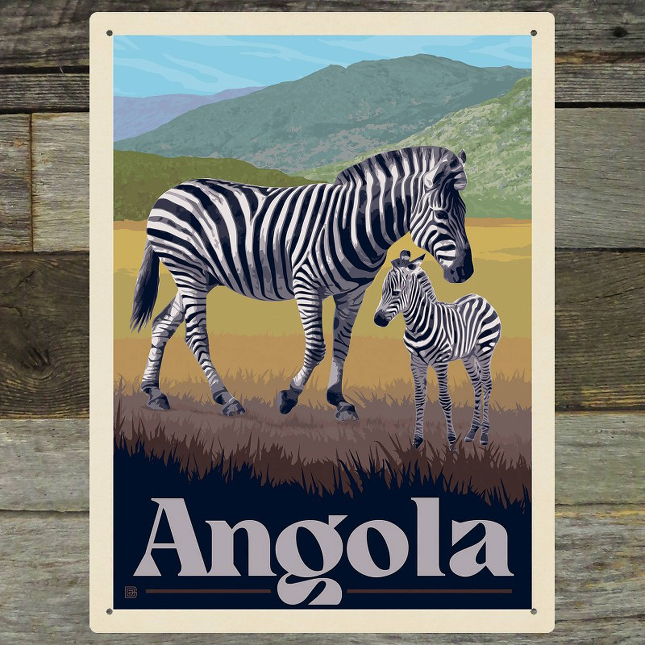 Angola Poster With Zebra Picha ya Ukuta