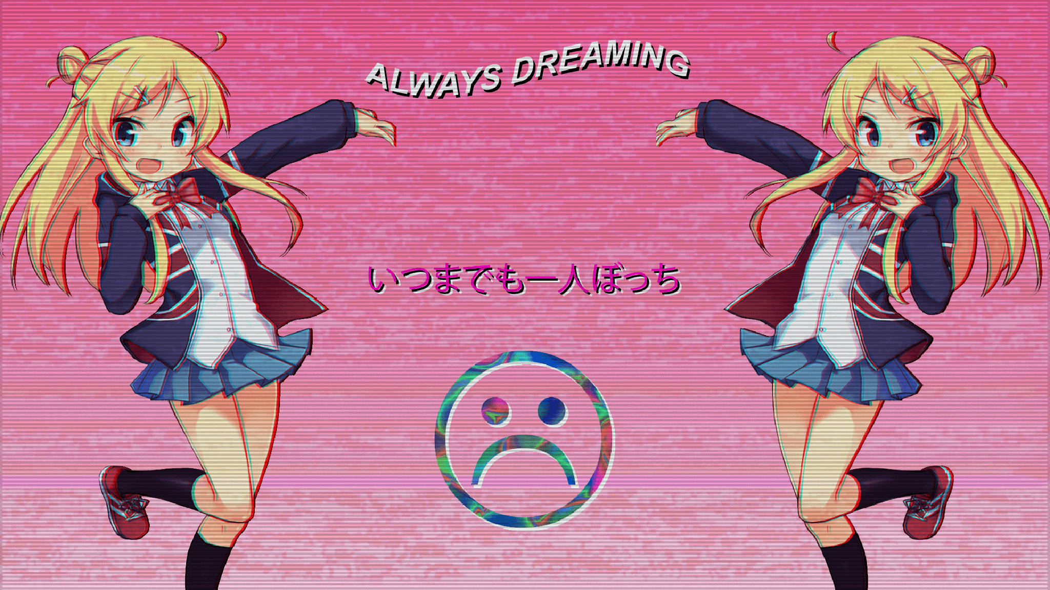 Anime Aesthetic Pink ya Huzuni Picha ya Ukuta