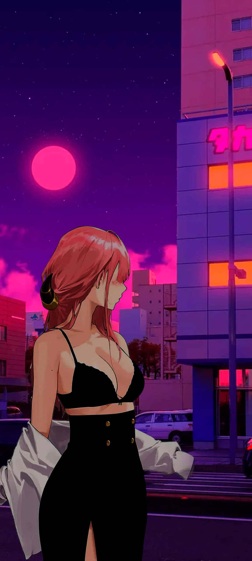 Anime Building Vaporwave Picha ya Ukuta