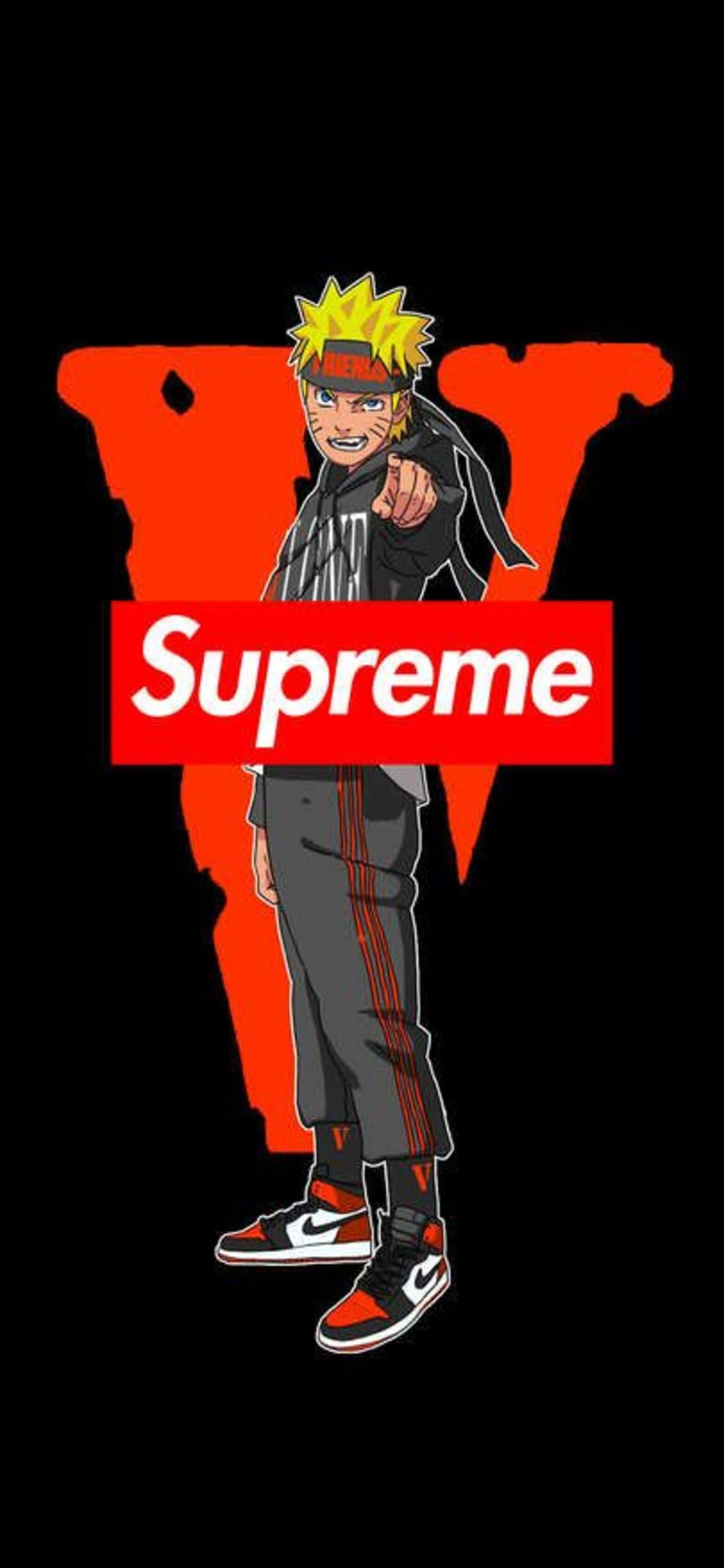 Anime characters look fashionable and stylish wearing streetwear from Supreme. Picha ya Ukuta