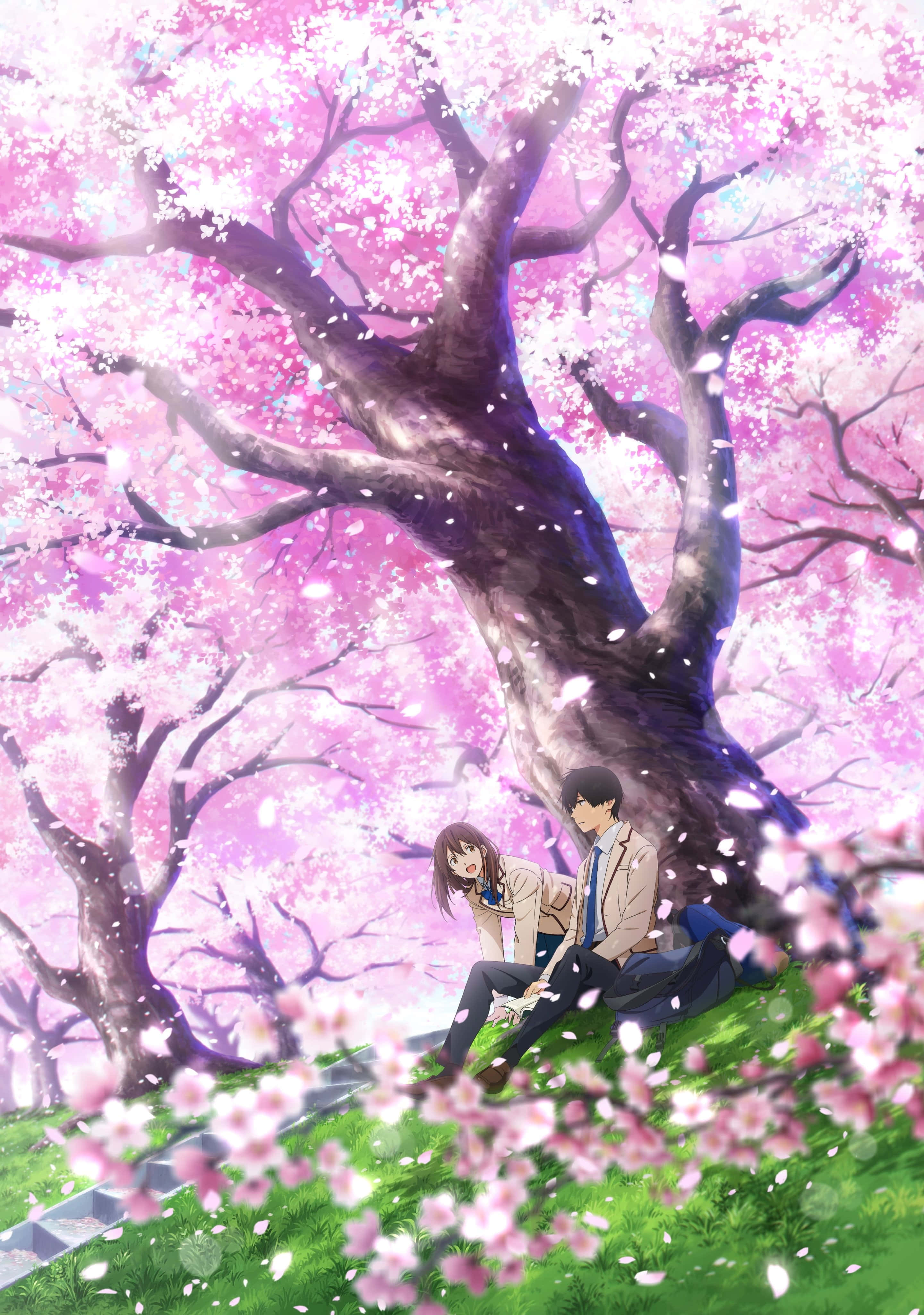Anime Cherry Blossom Eat Your Pancreas Background Picha ya Ukuta