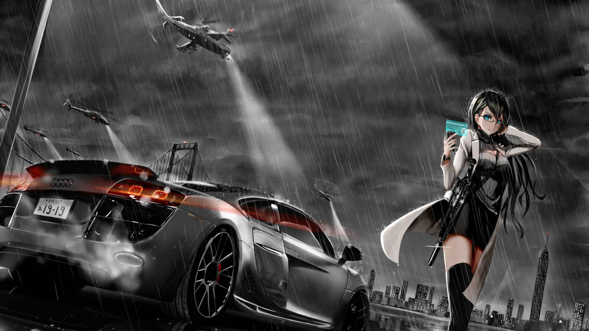 Anime Gari Fedha Audi R8 Picha ya Ukuta