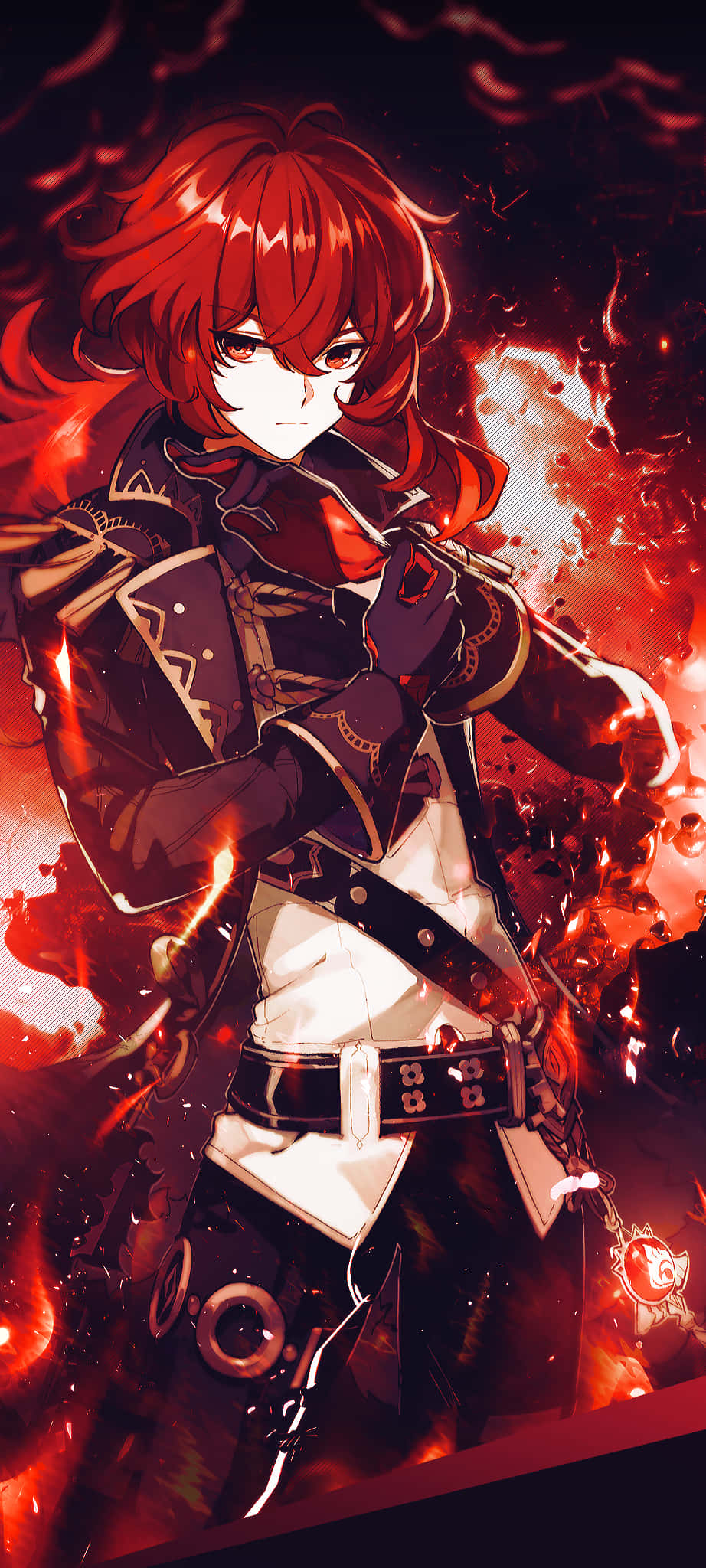 anime girl mwenye nywele nyekundu na sword Picha ya Ukuta
