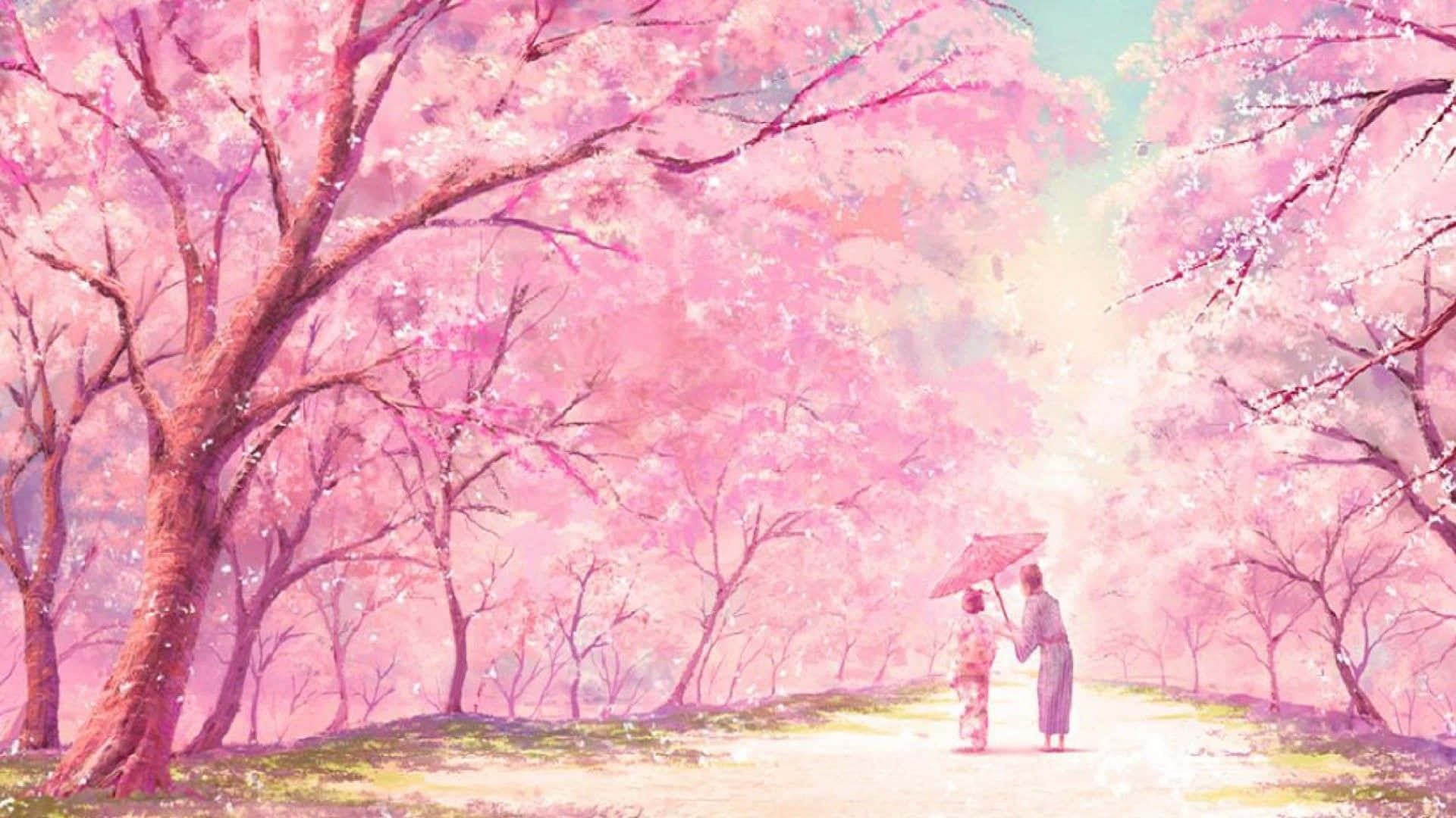 "Anime Inapatikana kikamilifu na Urembo wa Pinki" Picha ya Ukuta