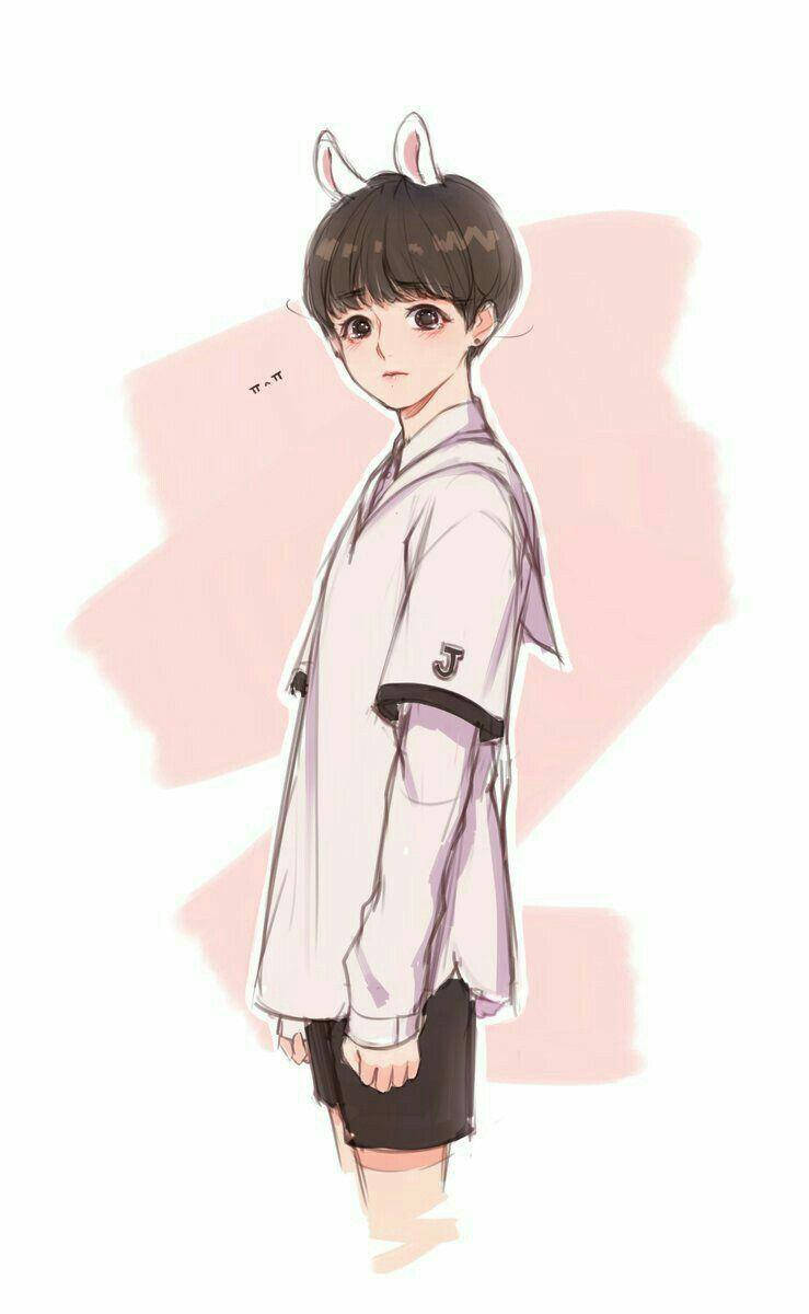 Anime Jungkook Pink Aesthetic Simu Picha ya Ukuta