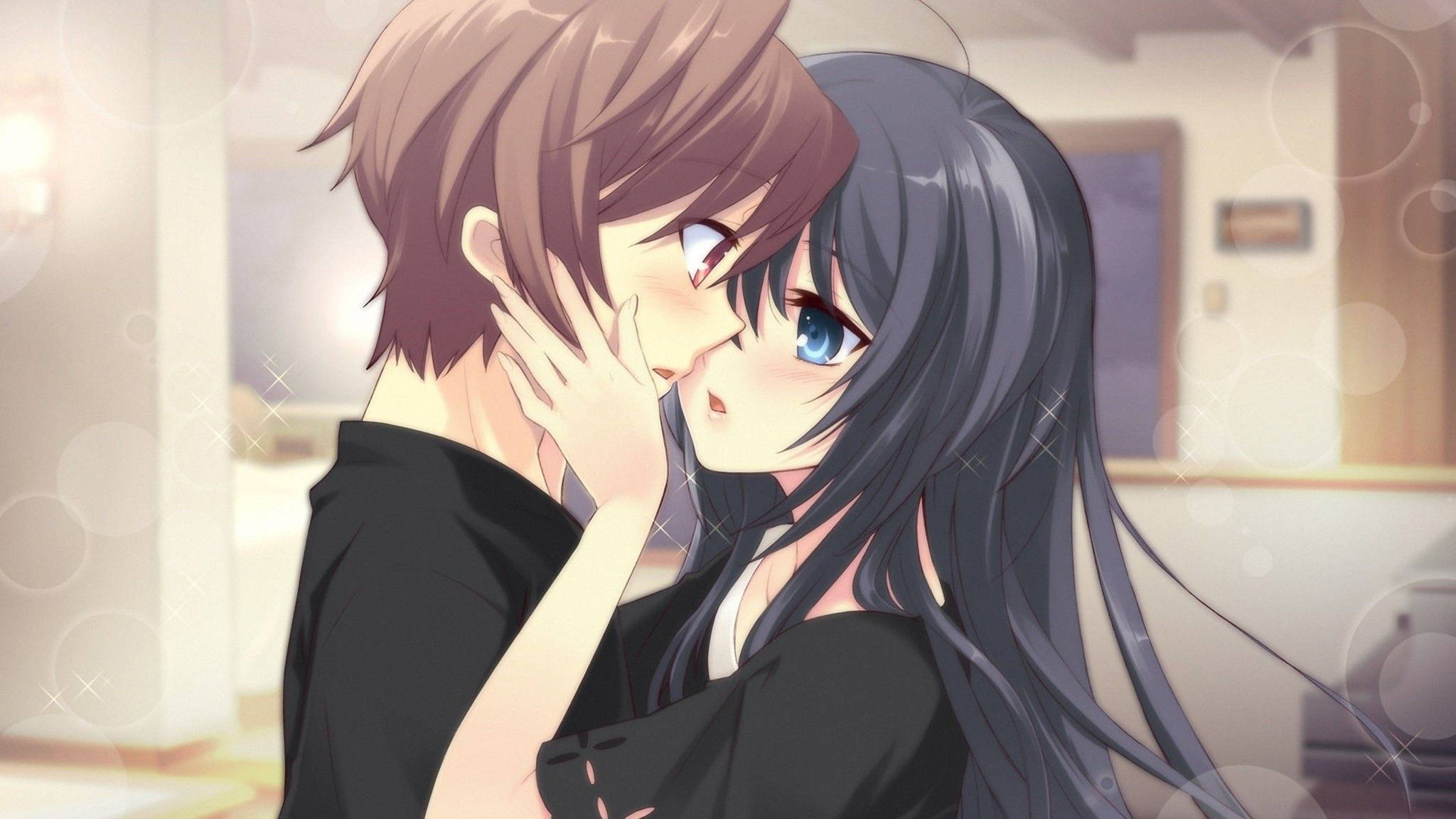 Anime Lesbian Romantiki Picha ya Ukuta