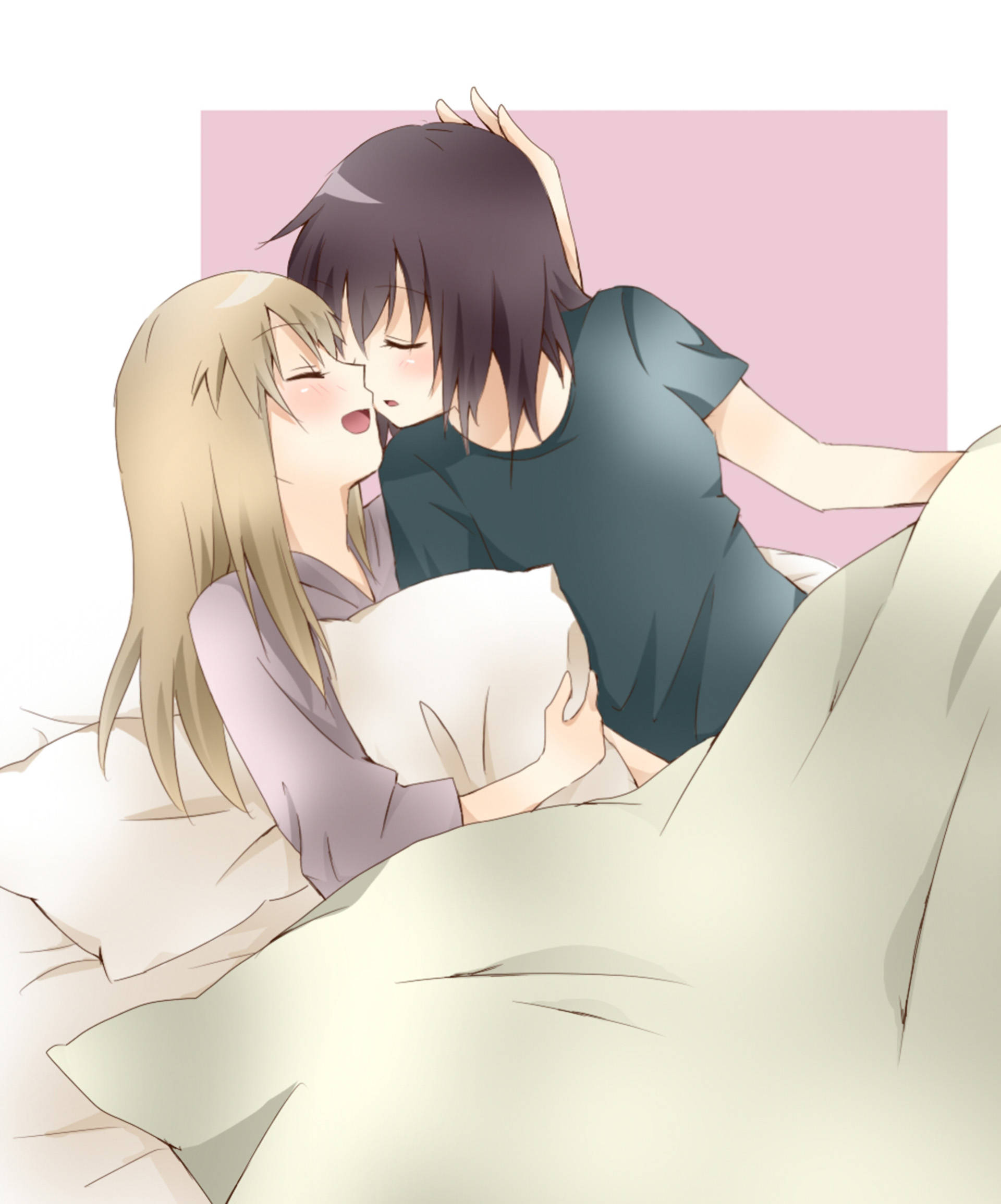 Anime Lesbiani Kumchumbana Picha ya Ukuta
