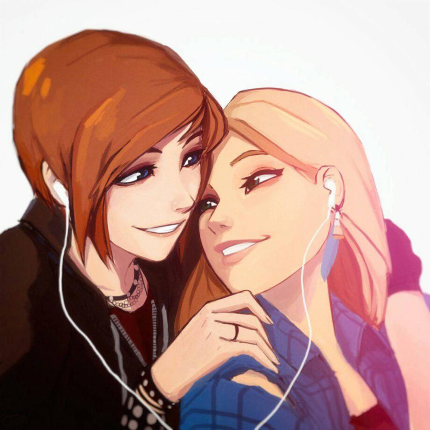 Anime Lesbians Chloe na Rachel Picha ya Ukuta