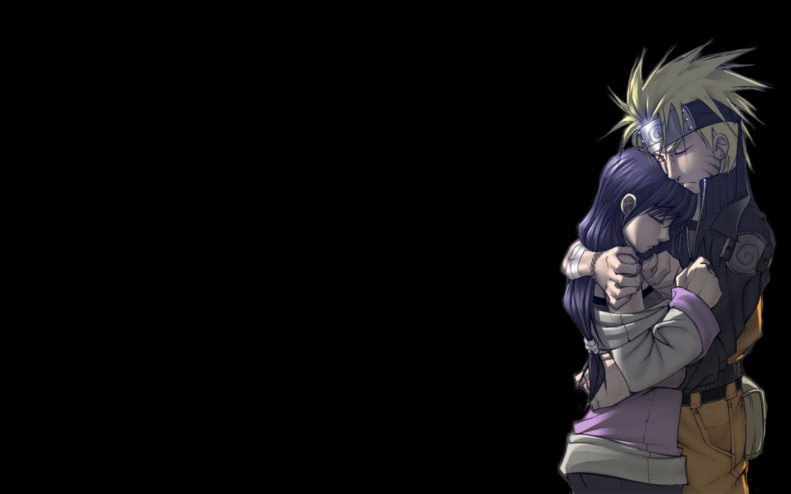 Anime Naruto Akimkumbatia Hinata Hyuga Picha ya Ukuta