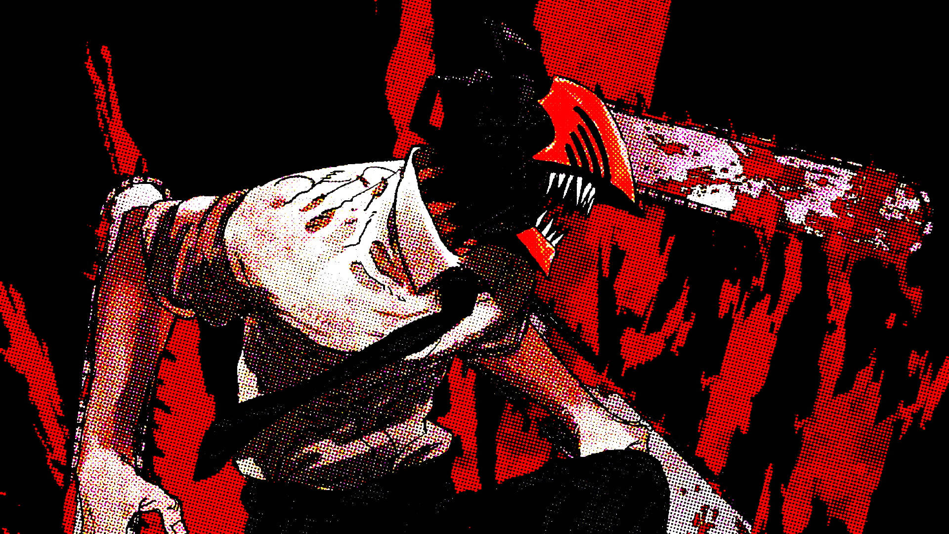 Anime Nyekundu Chainsaw Man Picha ya Ukuta