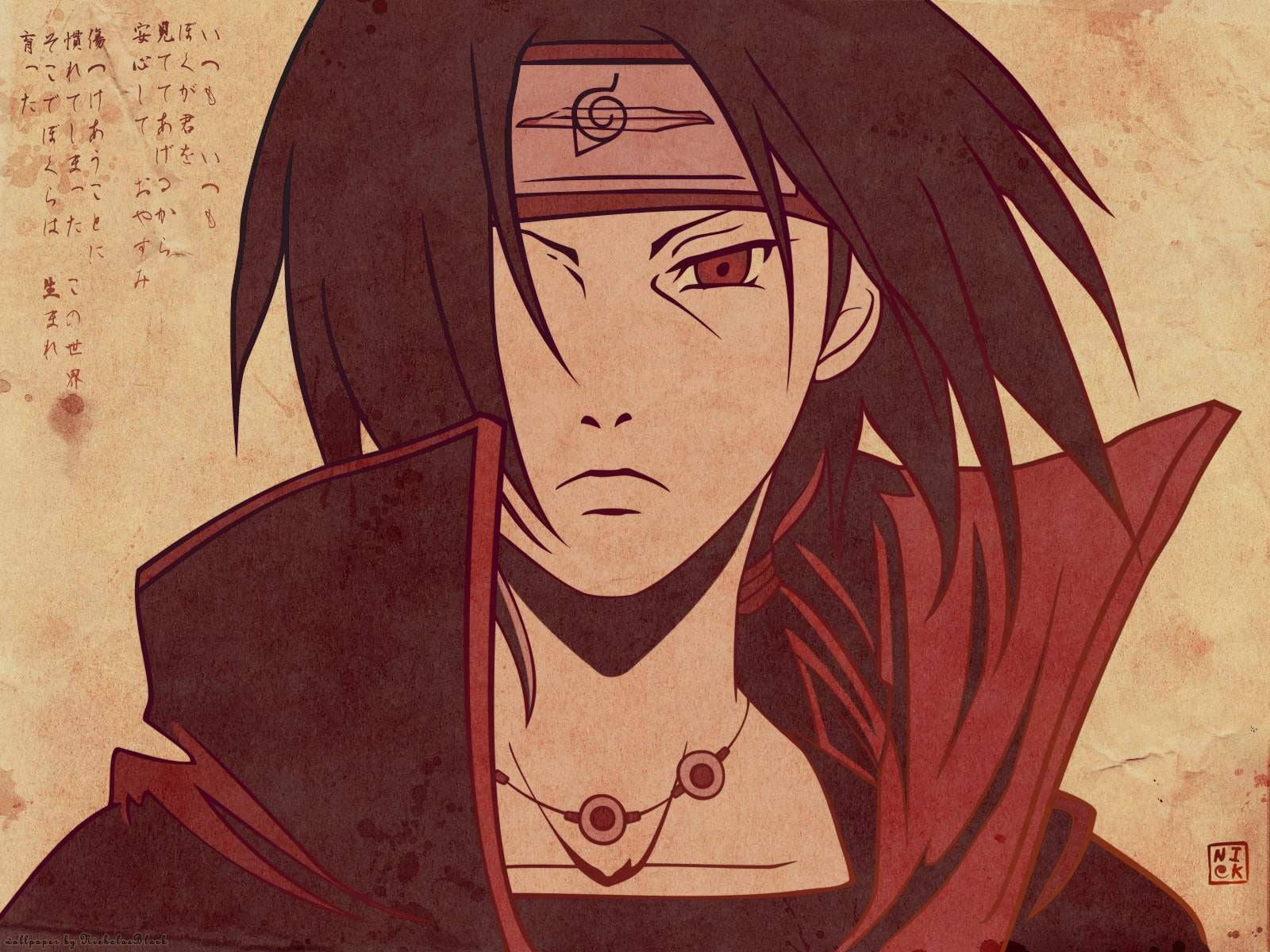 Anime Nyekundu Uchiha Itachi Picha ya Ukuta