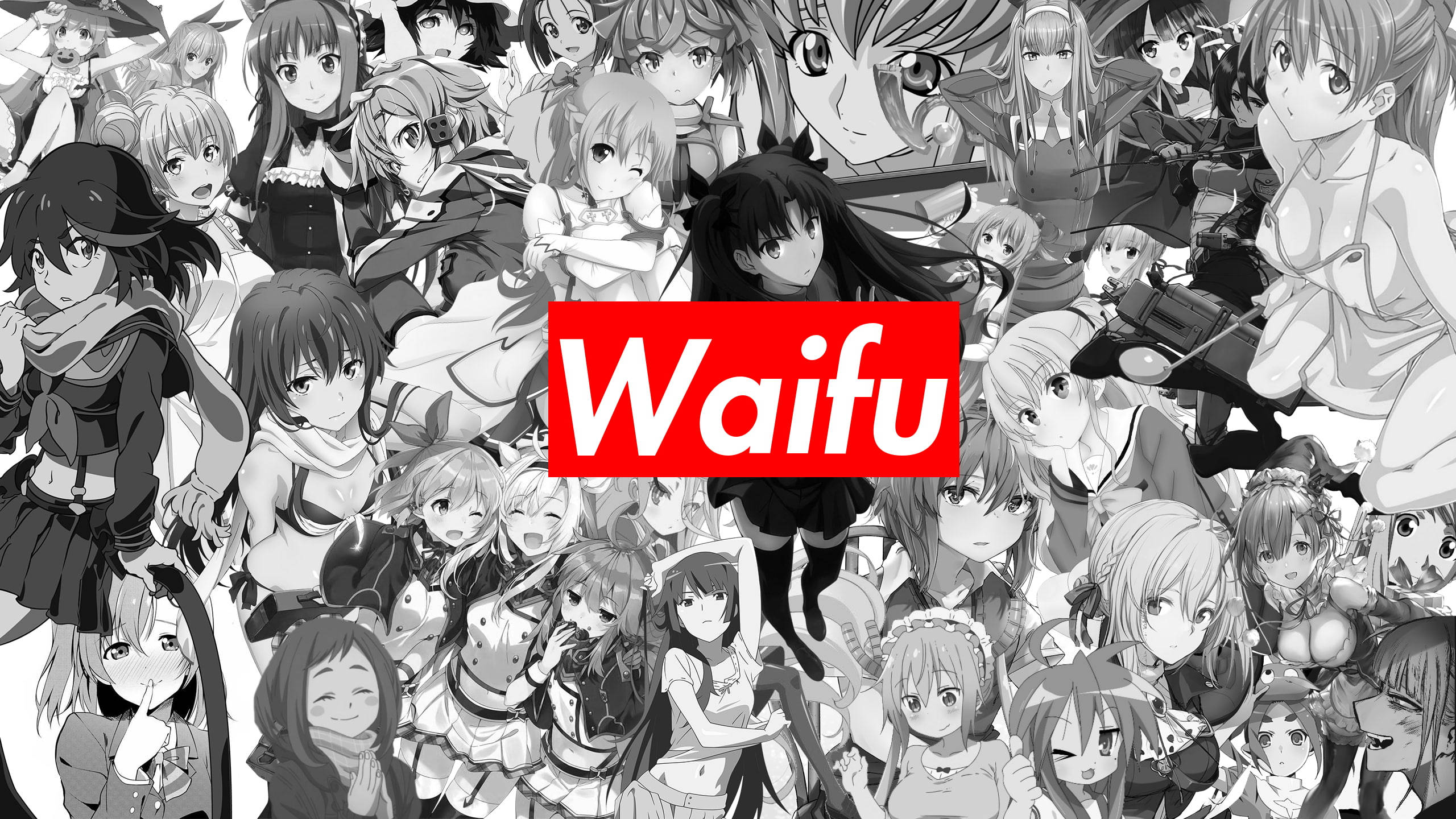Anime Waifu Kolage Dharau Kuu Picha ya Ukuta