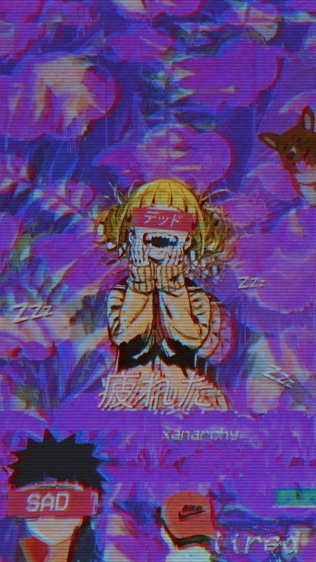 Anime ya Kuvutia na Kichaa kwenye Rangi ya Zambarau Picha ya Ukuta
