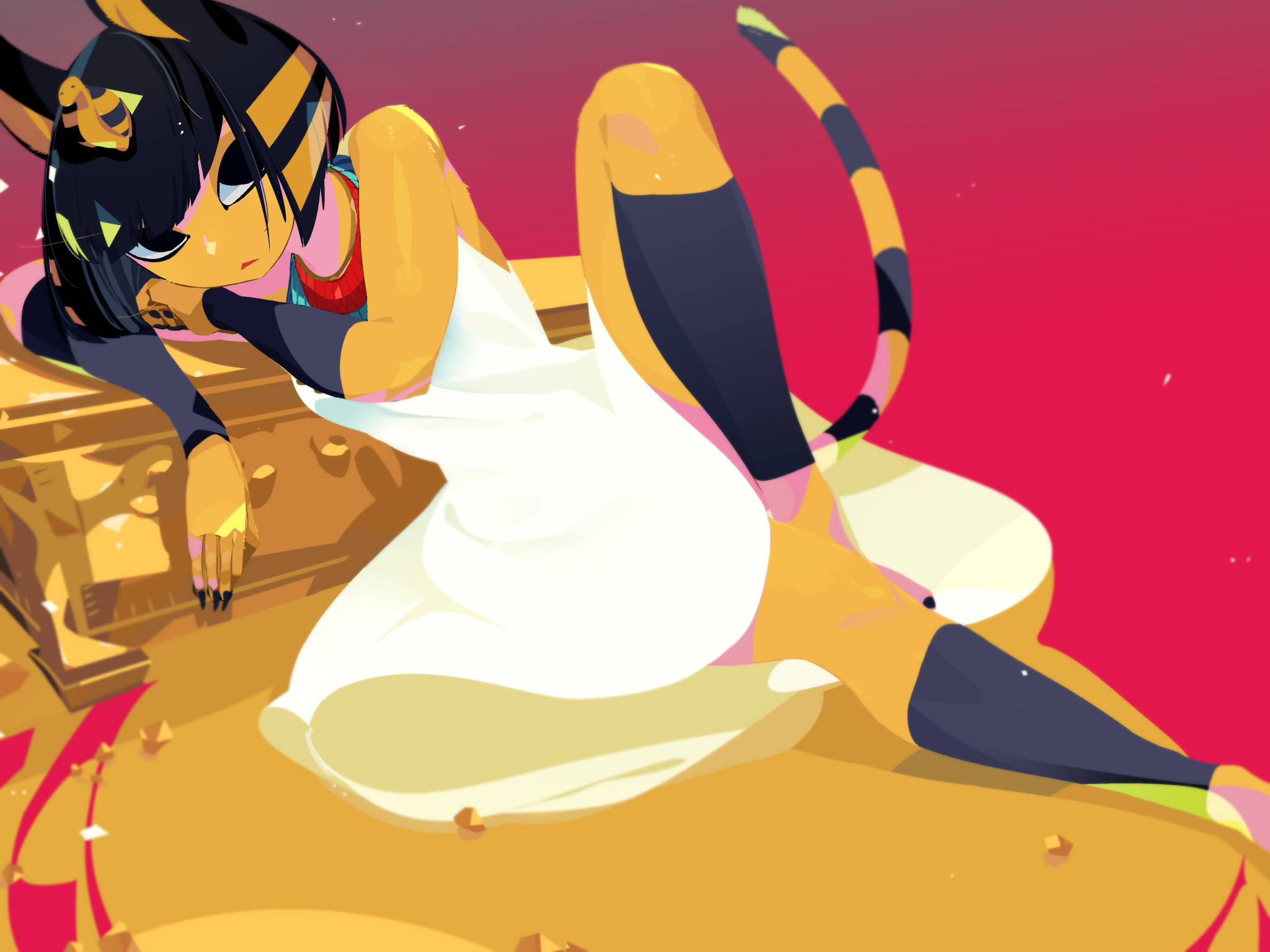 Ankha Animal Crossing Akiweka Kichwa Chake Picha ya Ukuta