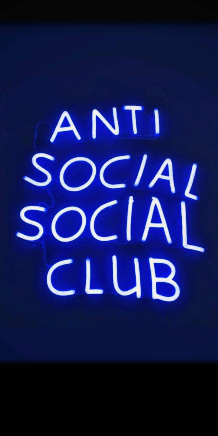 Anti Social Social Club Bluu Neon Picha ya Ukuta