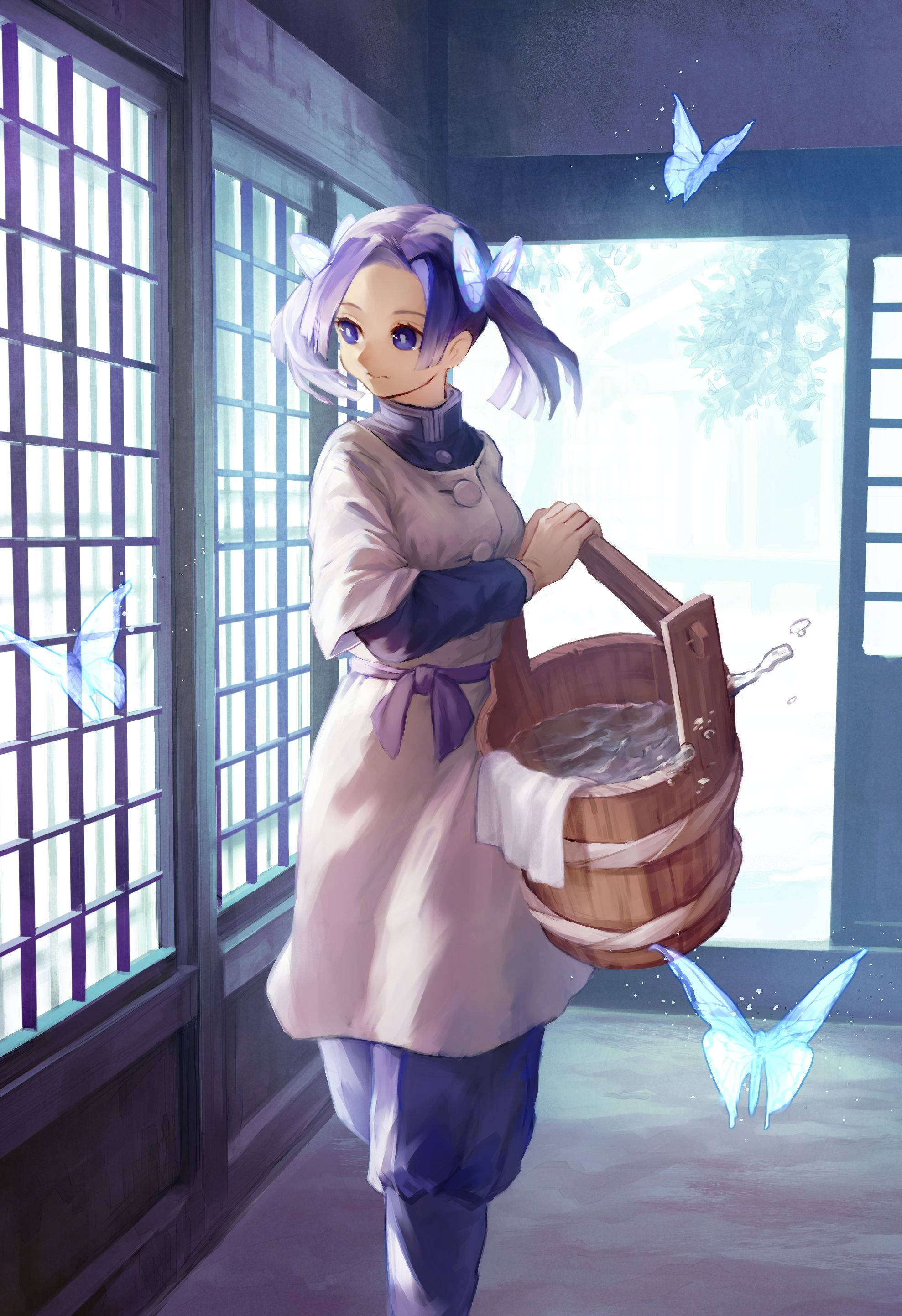 Aoi Kanzaki With Butterflies Artwork Picha ya Ukuta