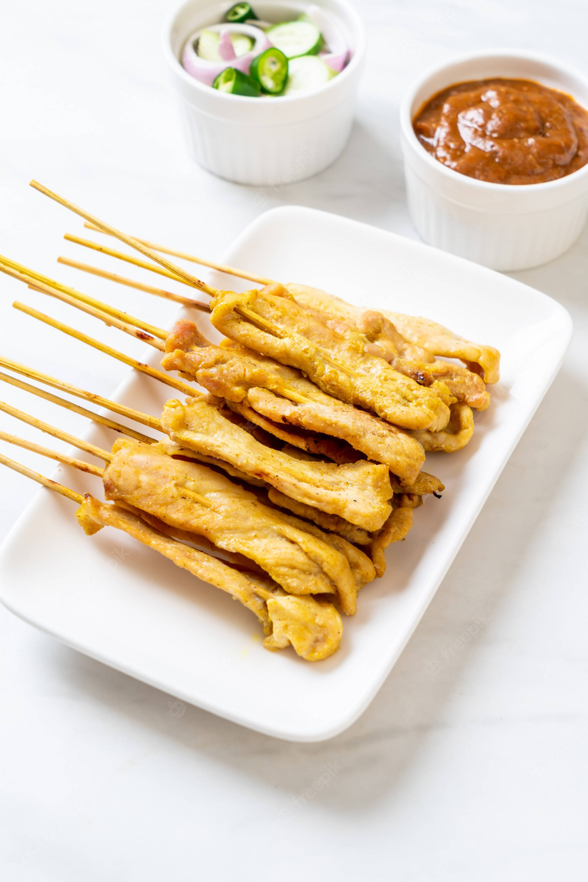 Appetizing Chicken Satay Asian Food Picha ya Ukuta