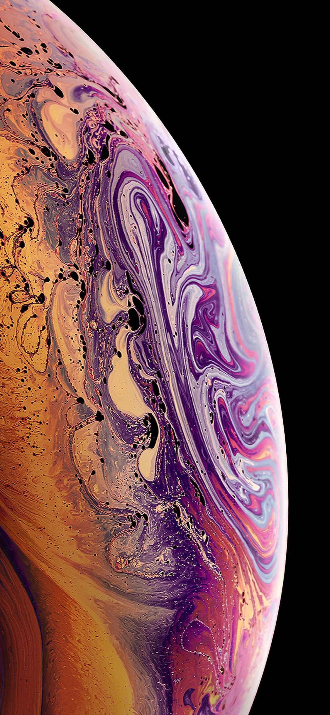 Apple iPhone XS Purple Gradient Bubble Picha ya Ukuta