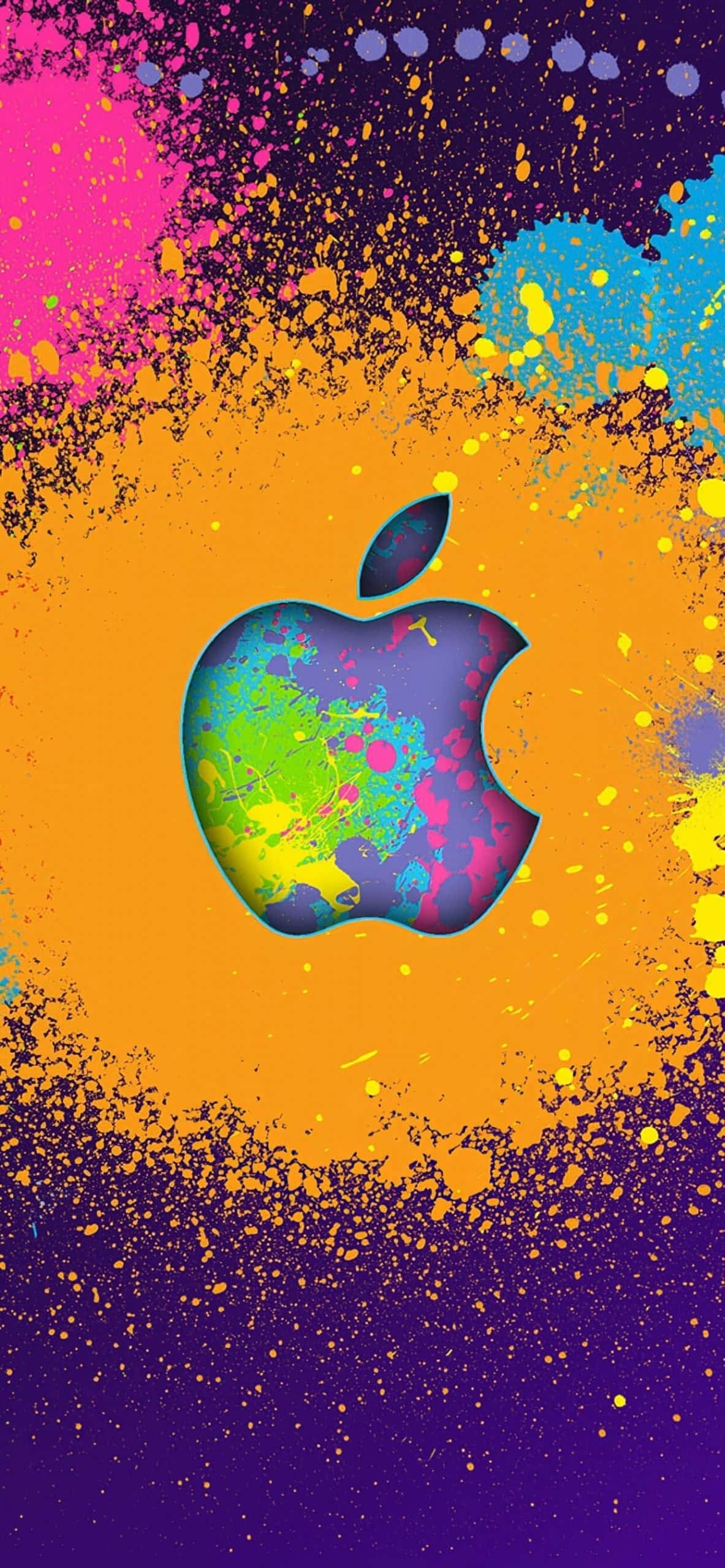 Apple Logo Mchafuko wa Rangi iPhone XS Picha ya Ukuta