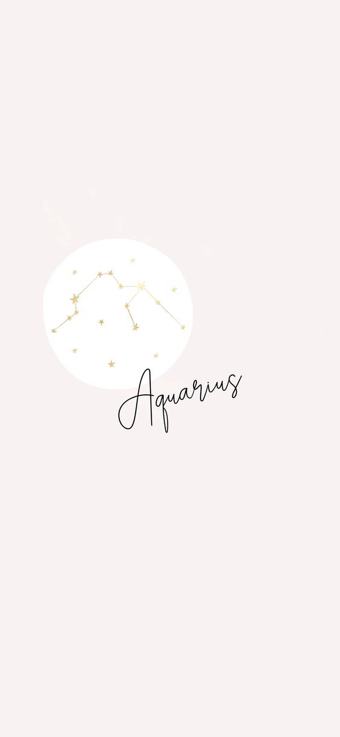 Aquarius Zodiac Constellation Pastel Pink Picha ya Ukuta